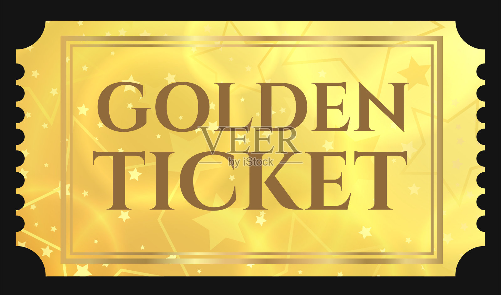黄金票，黄金代币(撕掉的票，优惠券)，有明星魔法背景插画图片素材