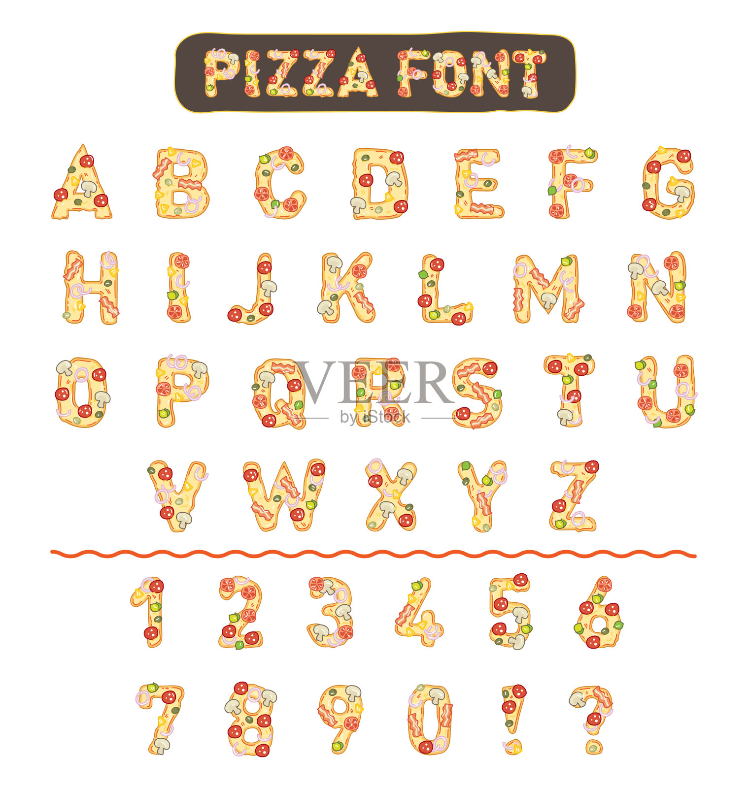 说明了披萨的字体插画图片素材