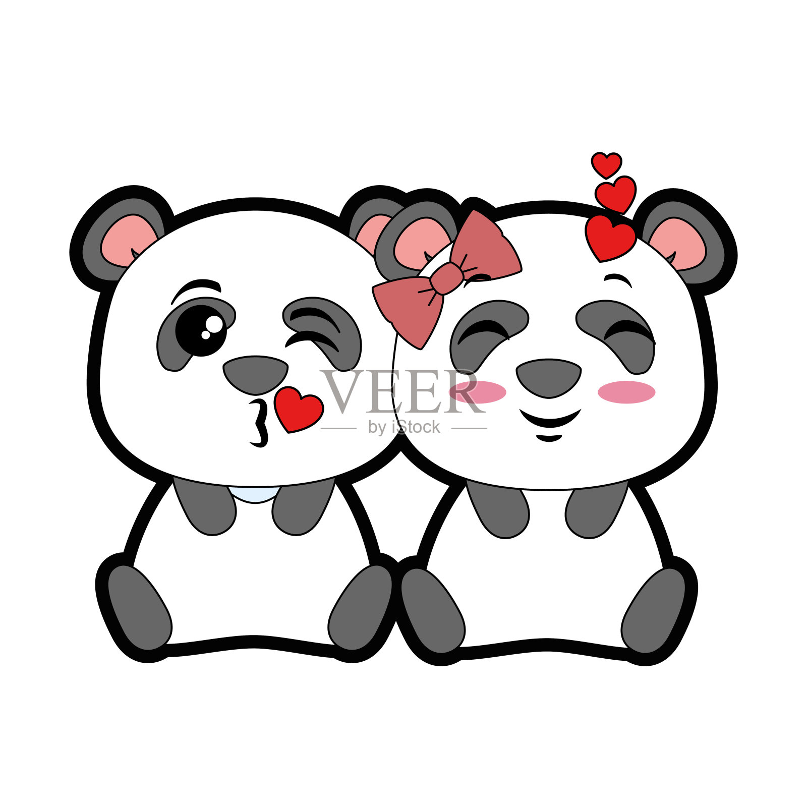 可爱的熊猫可爱的表情插画图片素材