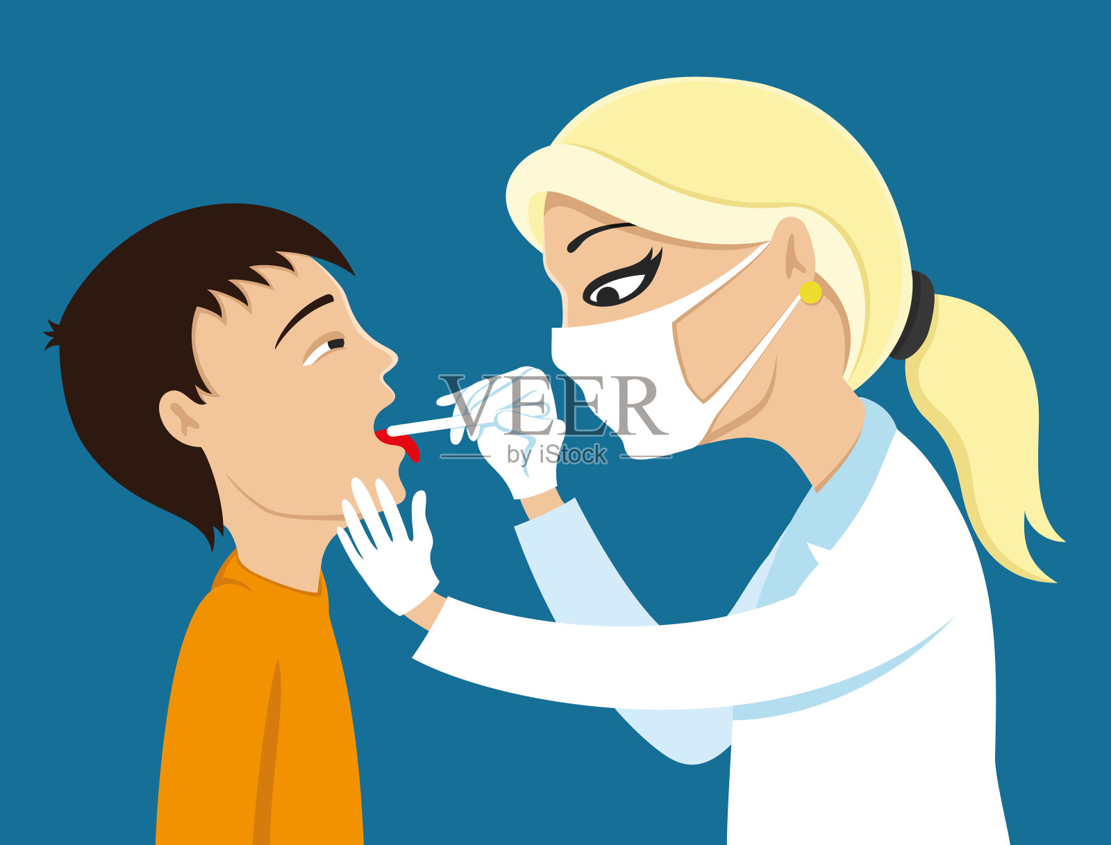 医生治疗喉咙。插画图片素材