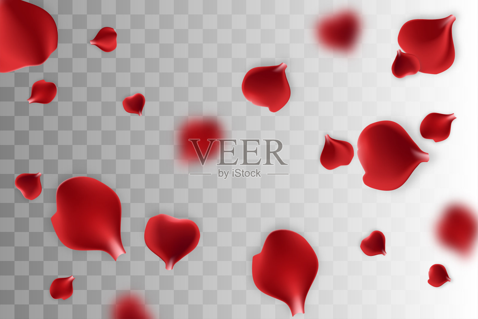 红色玫瑰花瓣透明背景设计元素图片