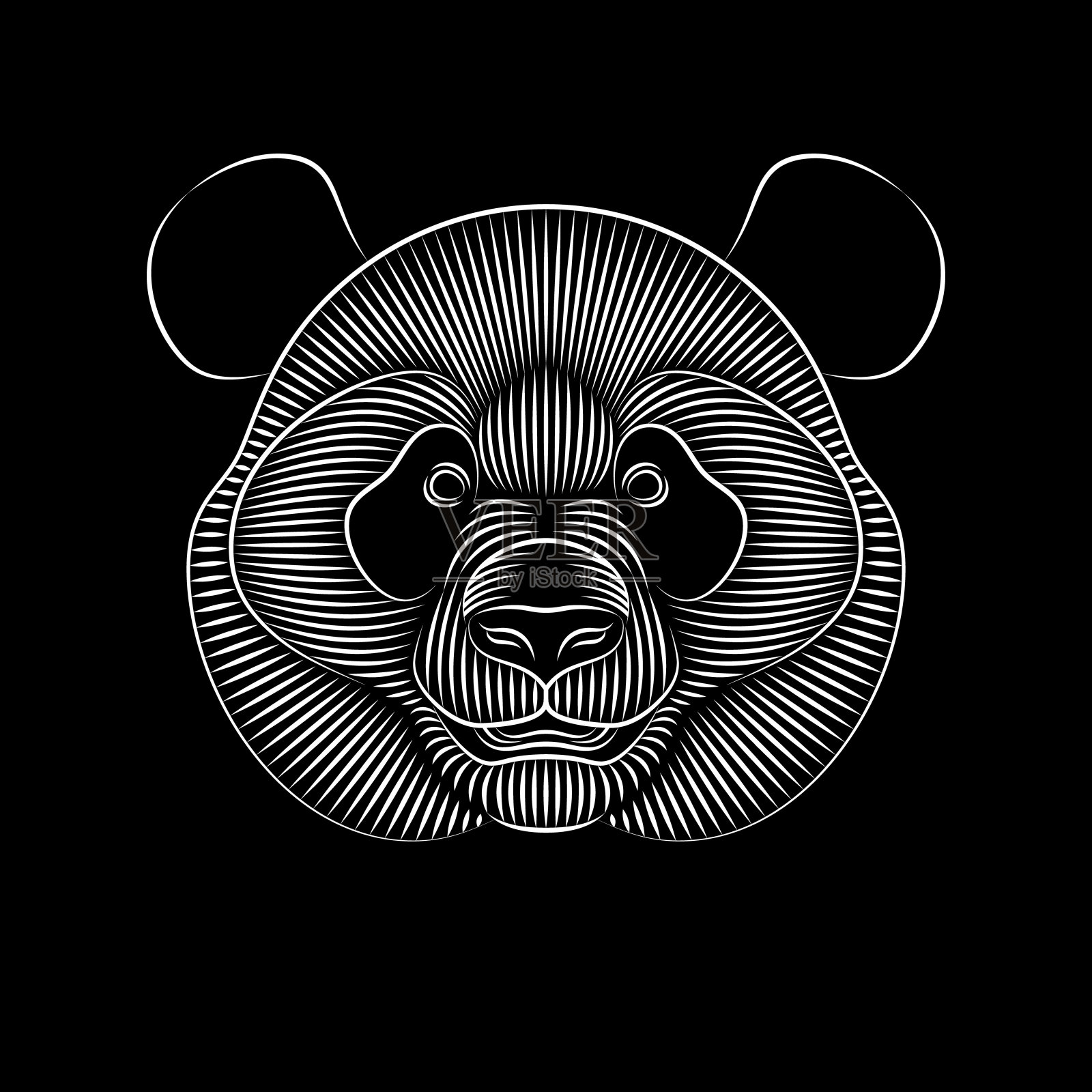 印在黑色背景上的大熊猫设计元素图片