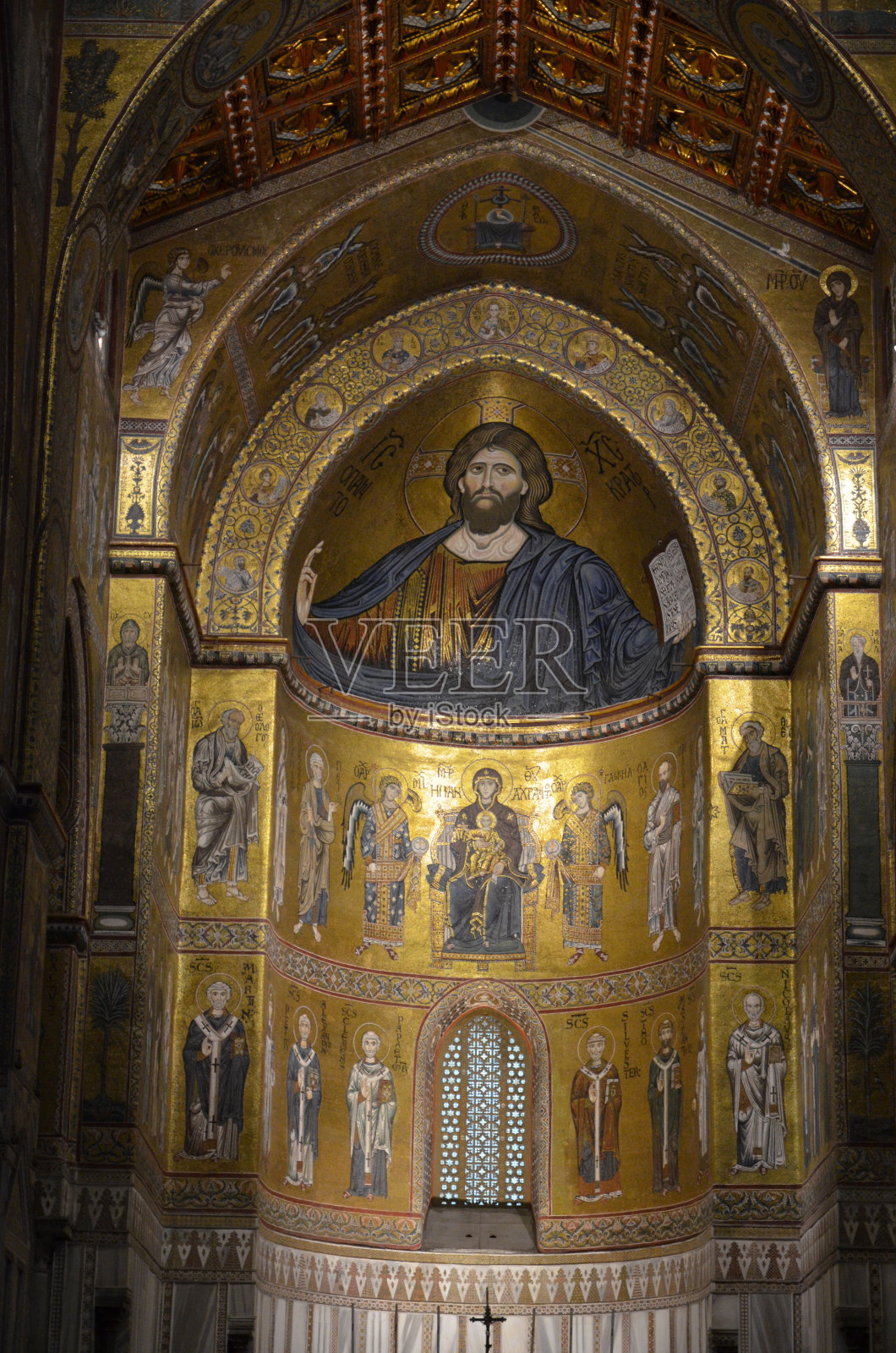 西西里岛Monreale大教堂内部照片摄影图片