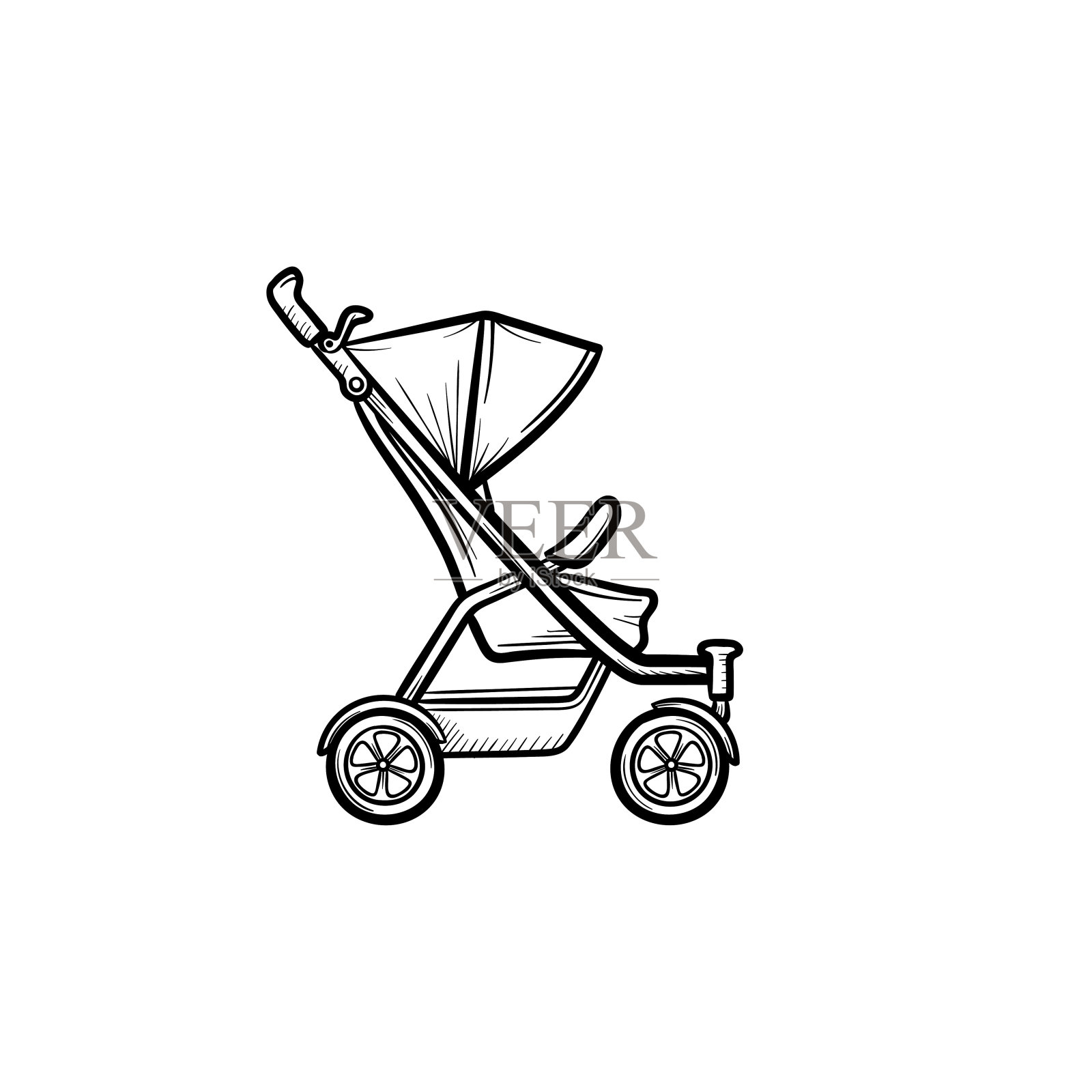 婴儿婴儿车手绘草图图标插画图片素材