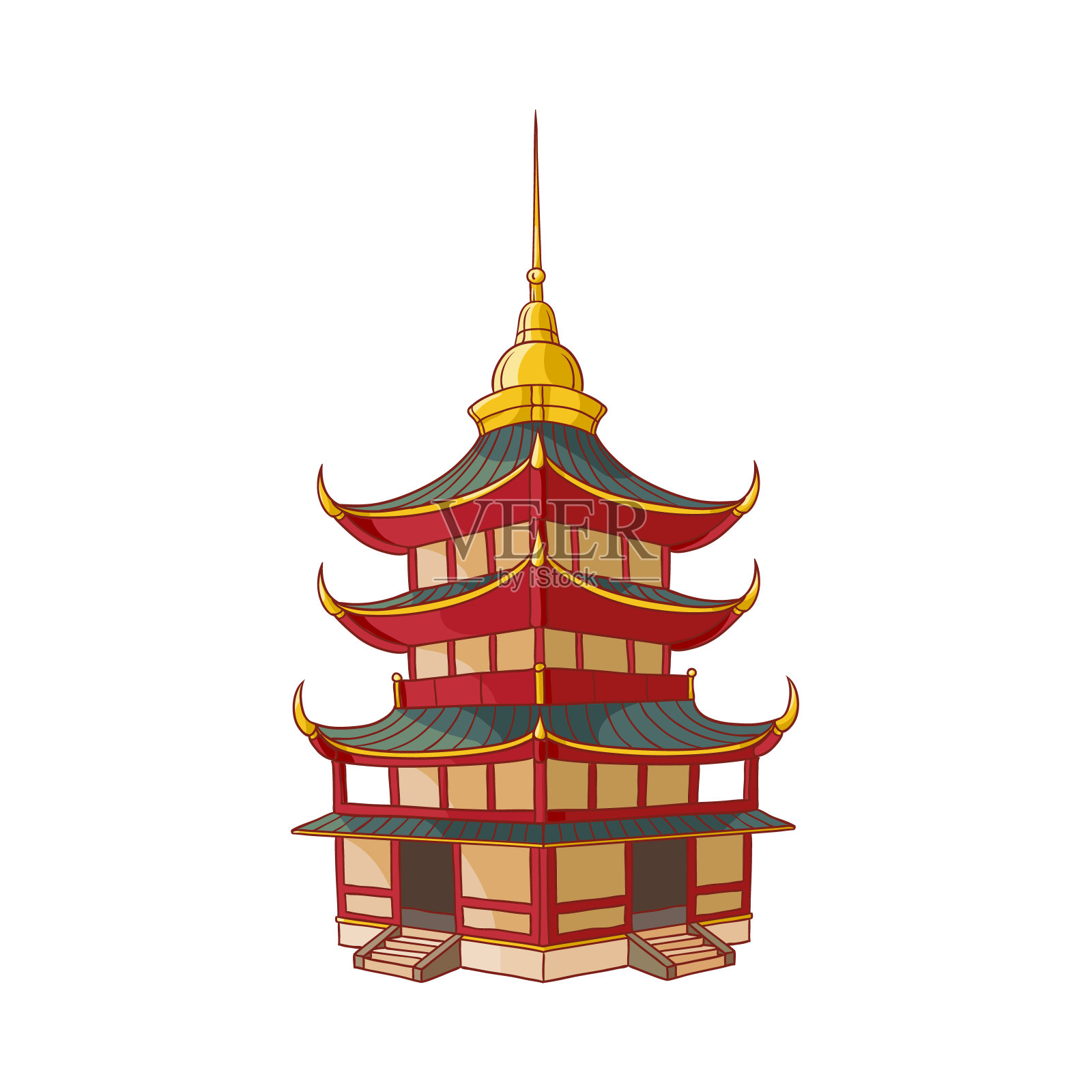 传统的日本，中国，亚洲宝塔设计元素图片