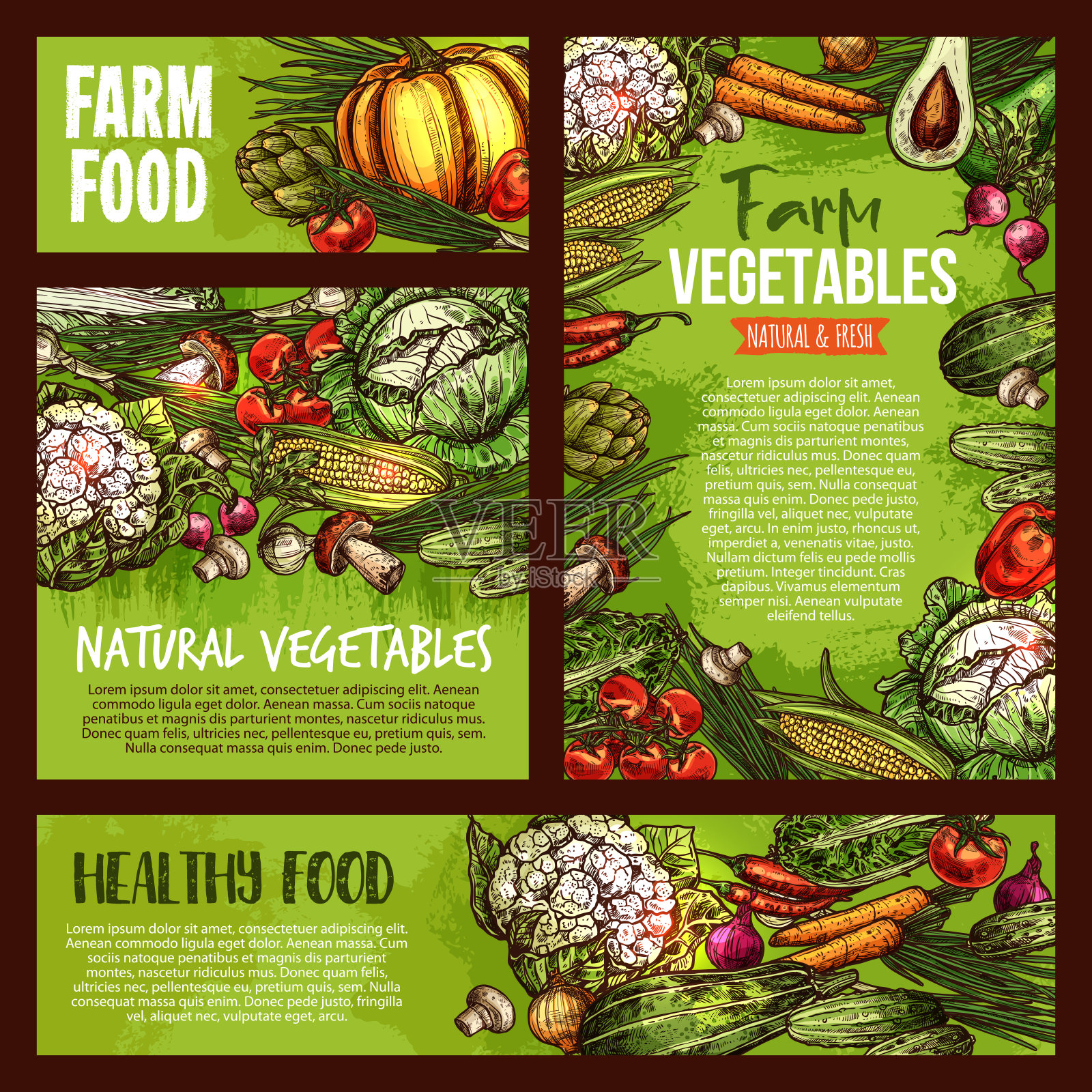病媒蔬菜蔬菜农家乐素描海报设计模板素材