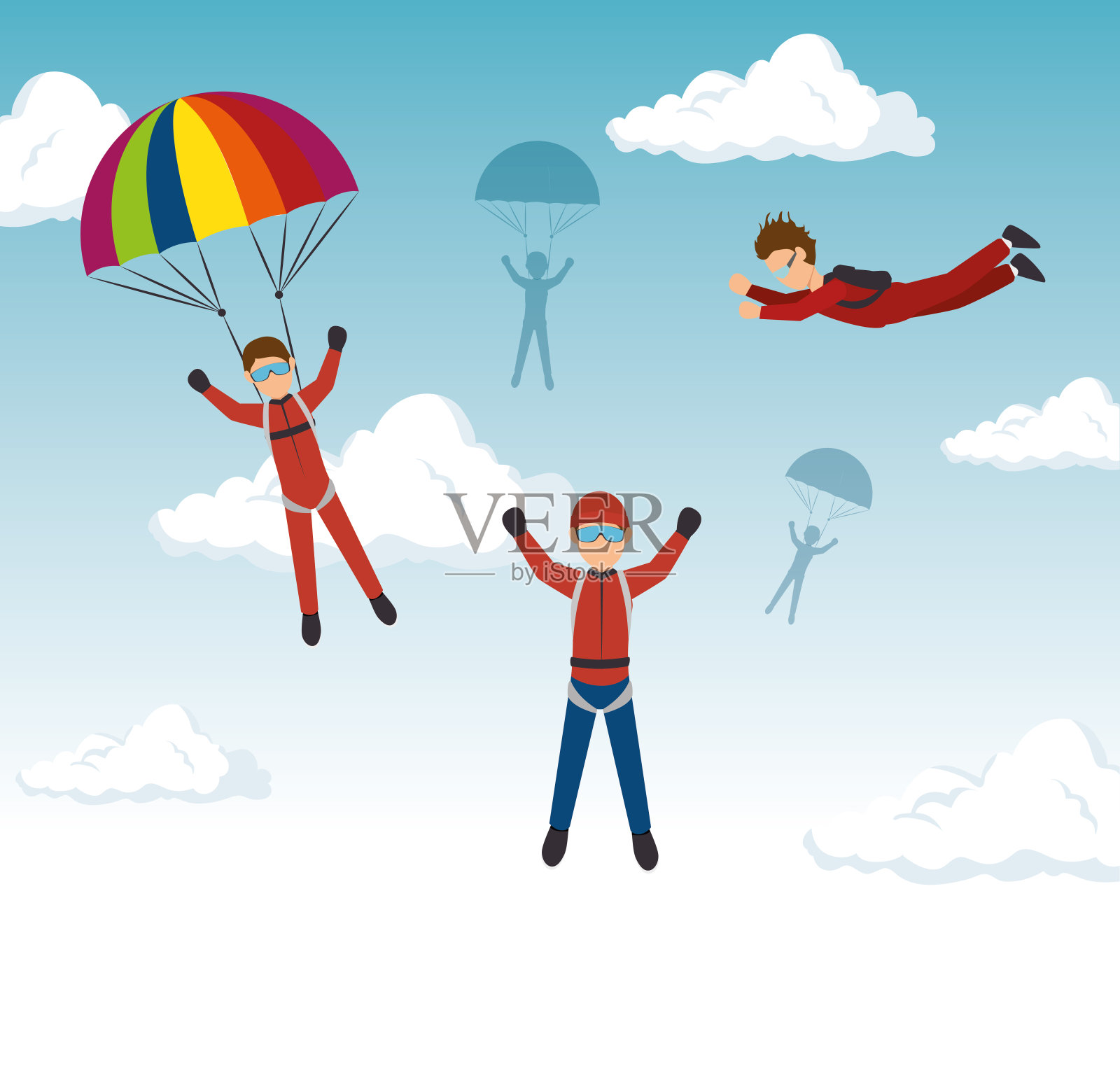 极限运动跳伞设计孤立插画图片素材