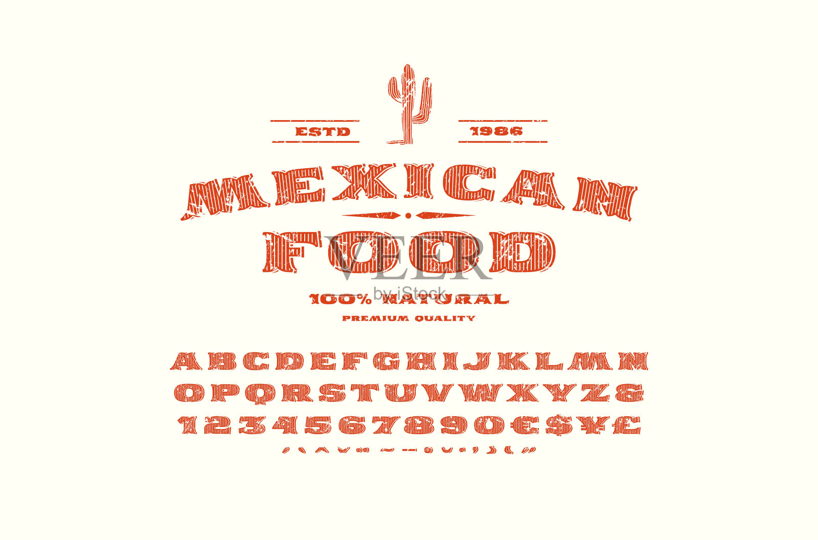 装饰衬线字体和标签模板为墨西哥餐厅插画图片素材