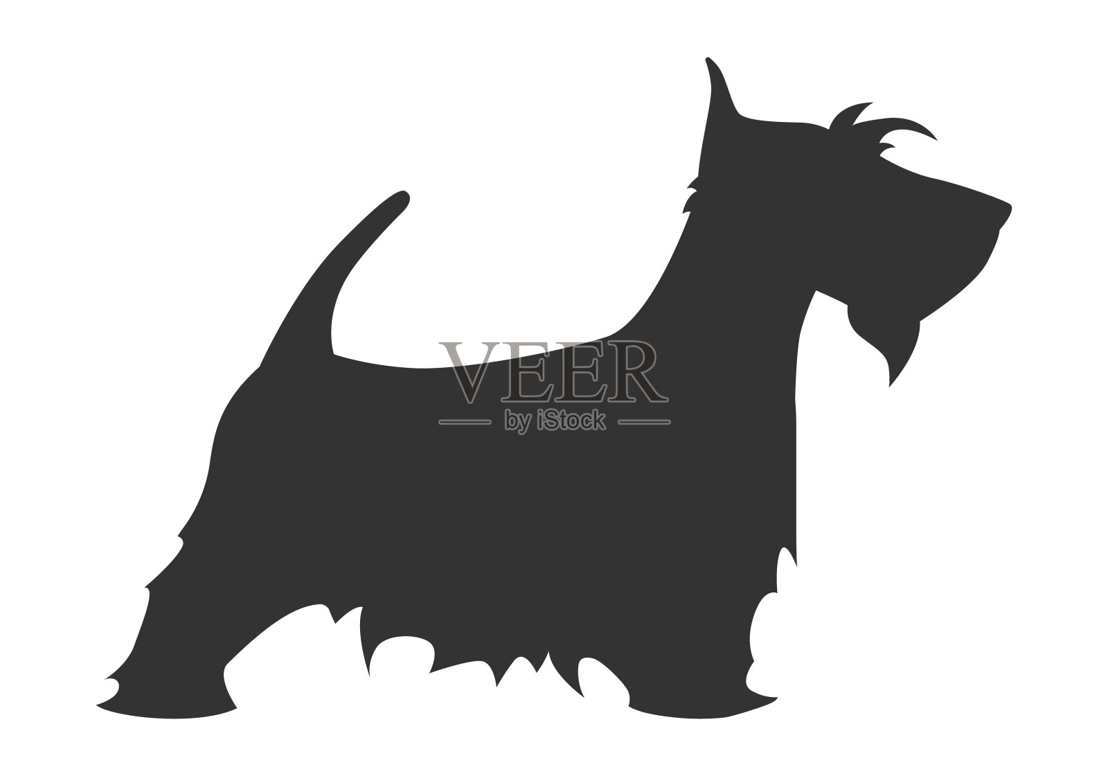 苏格兰梗简单的黑白色剪影品种狗插画图片素材