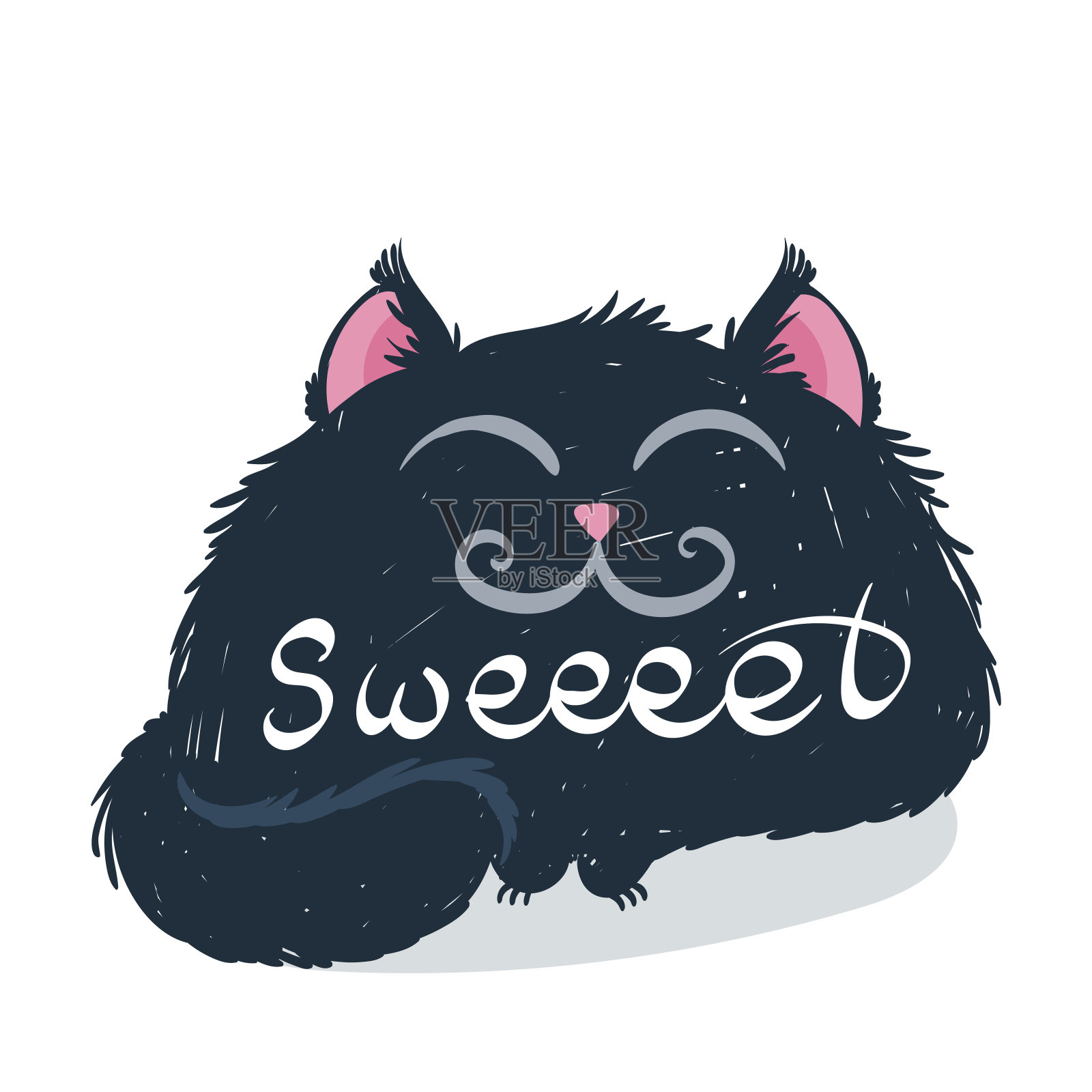 可爱的怪物小猫与文字。矢量插图的t恤和打印设计设计元素图片