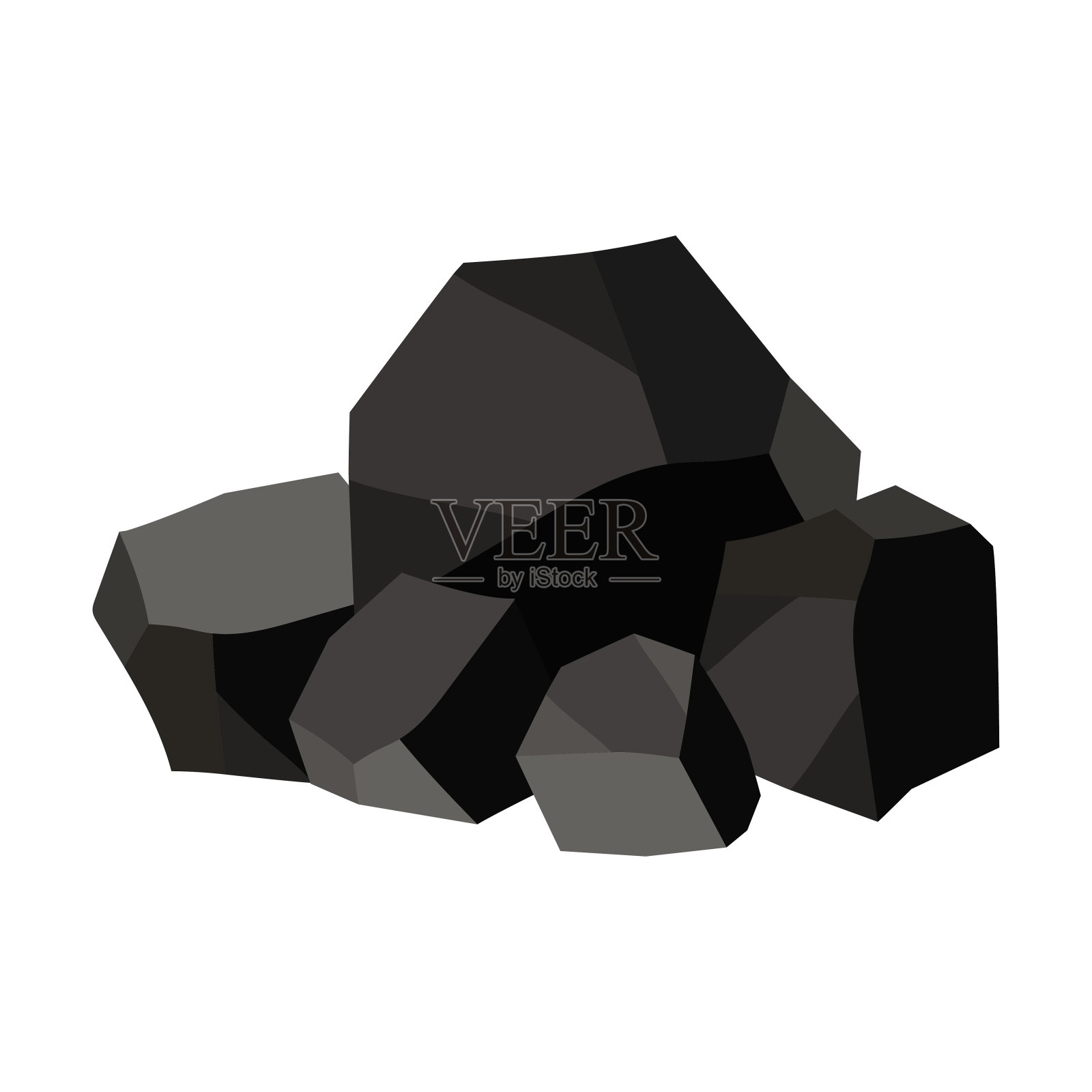 一堆木炭，石墨煤。设计元素图片
