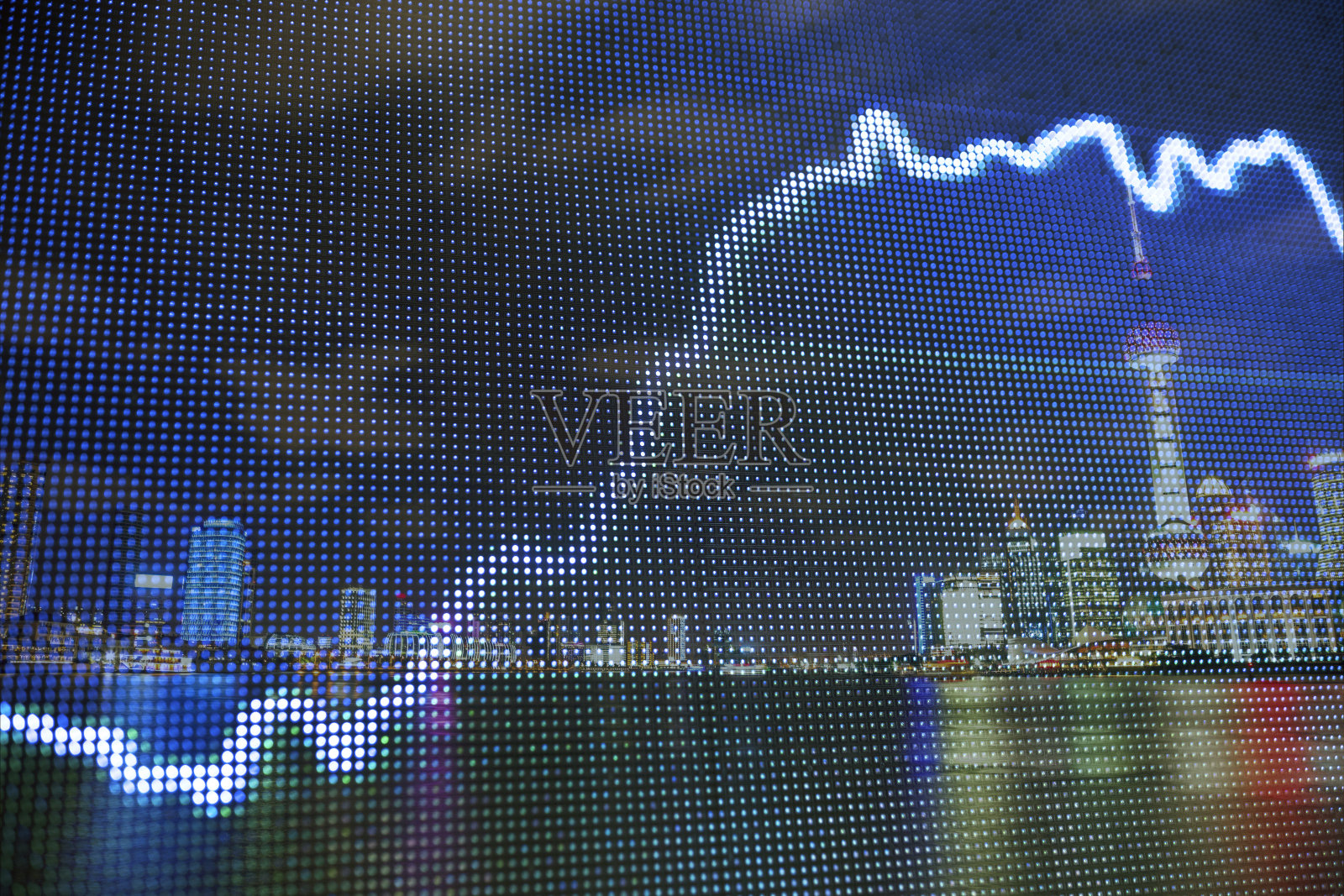 股市数据以沪市夜景为背景照片摄影图片
