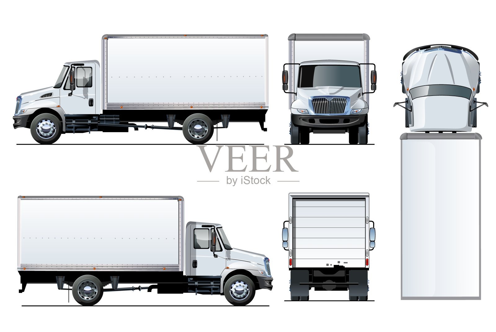 矢量卡车模板隔离在白色插画图片素材