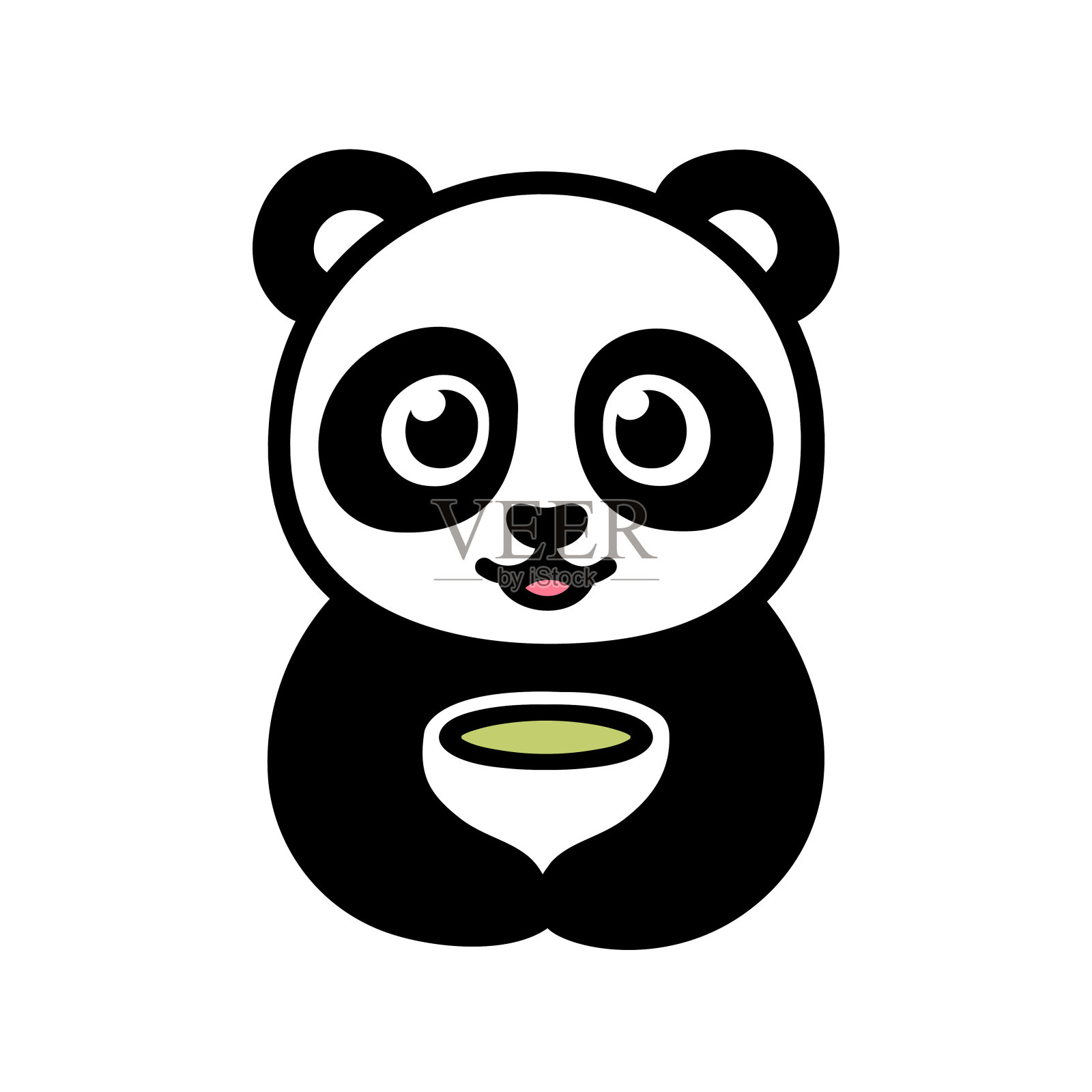 可爱的熊猫和一杯茶设计元素图片
