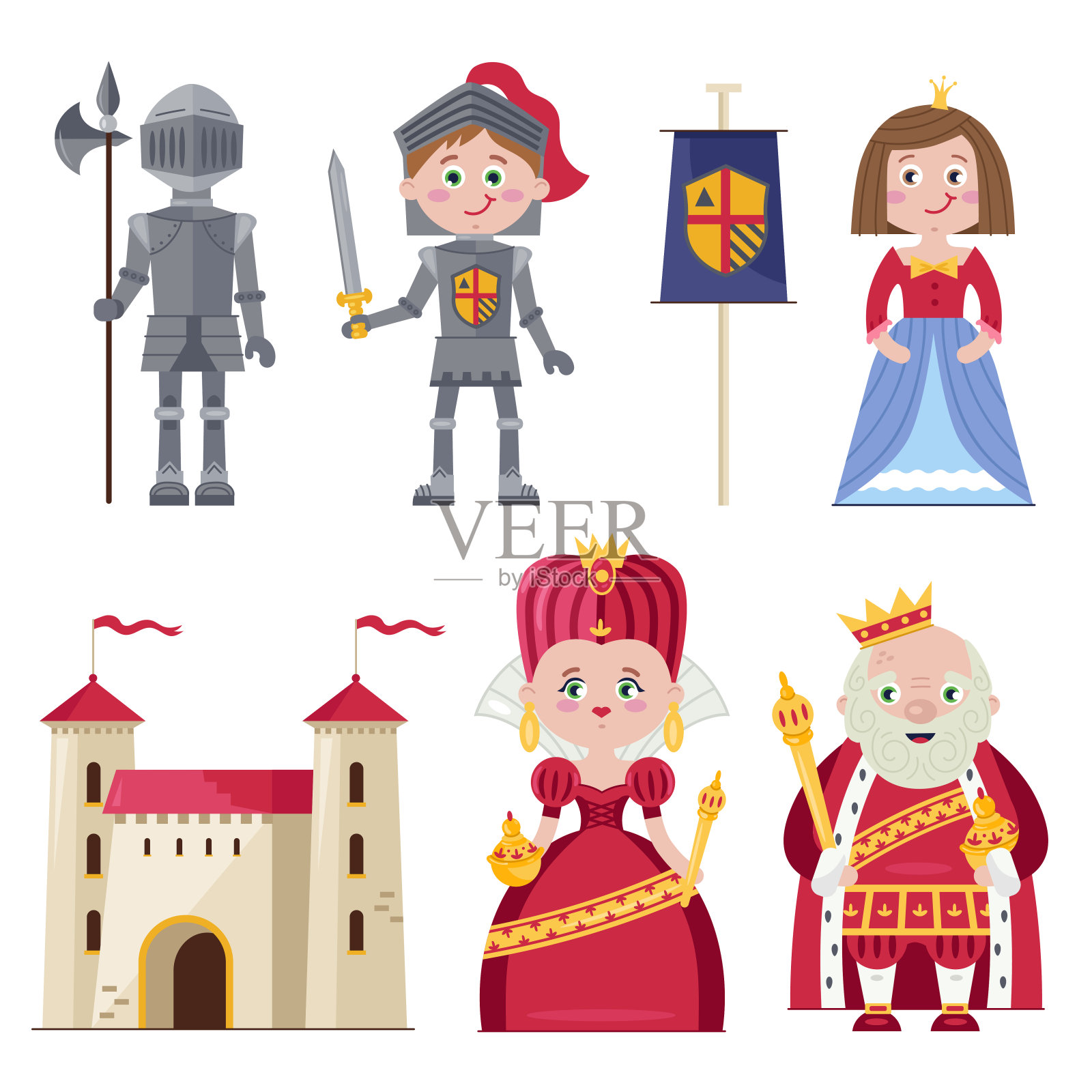 皇室和骑士在信息图表集插画图片素材