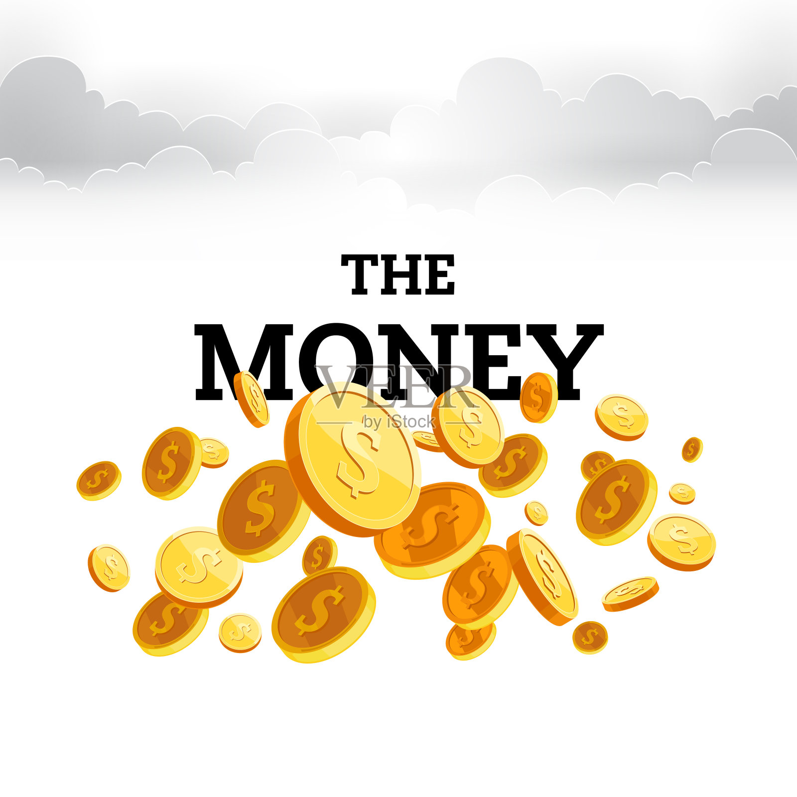 货币金币白色背景矢量图像插画图片素材