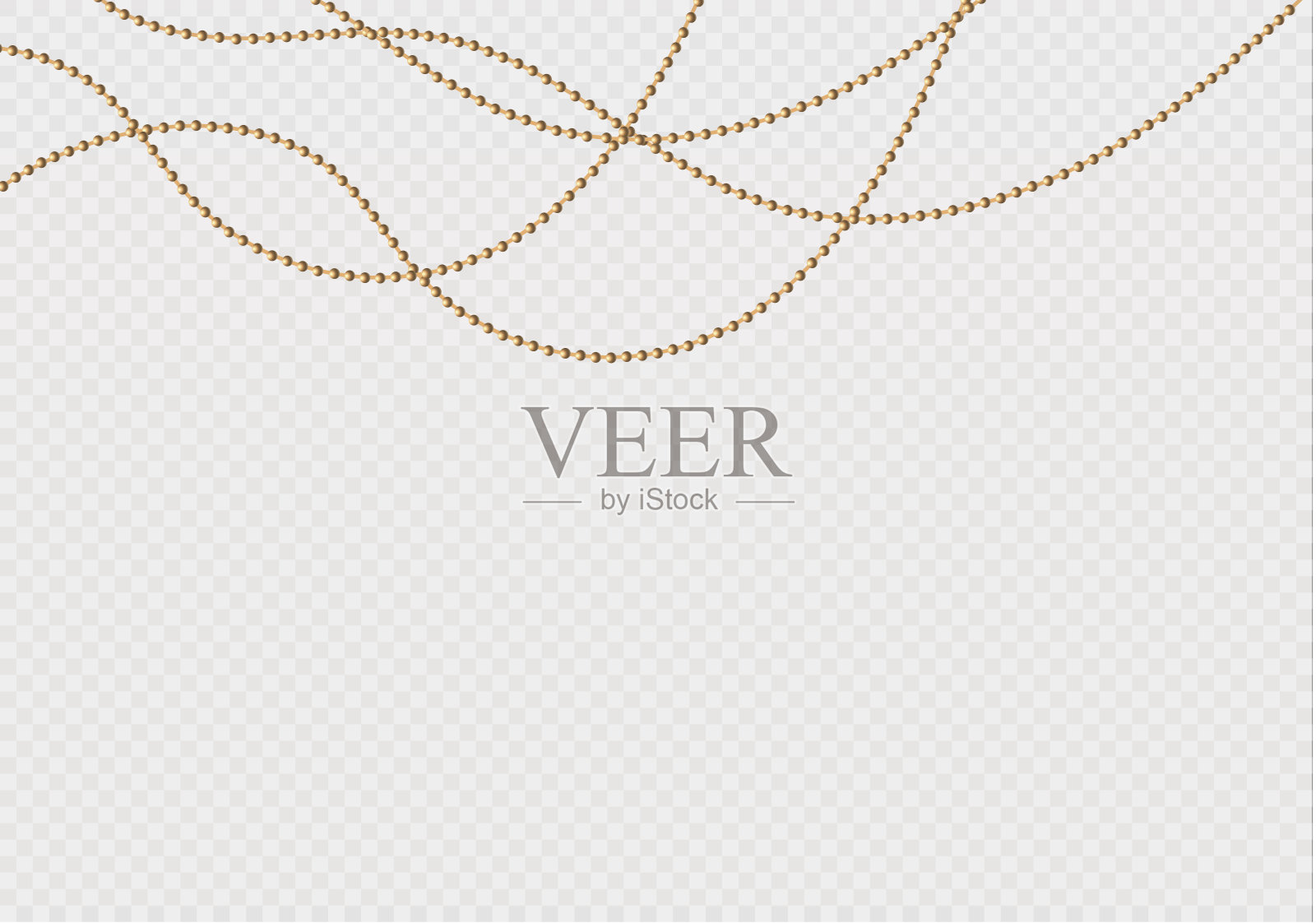 一条美丽的金色链条。串珠是真实绝缘的。金珠设计的装饰元素。矢量图插画图片素材