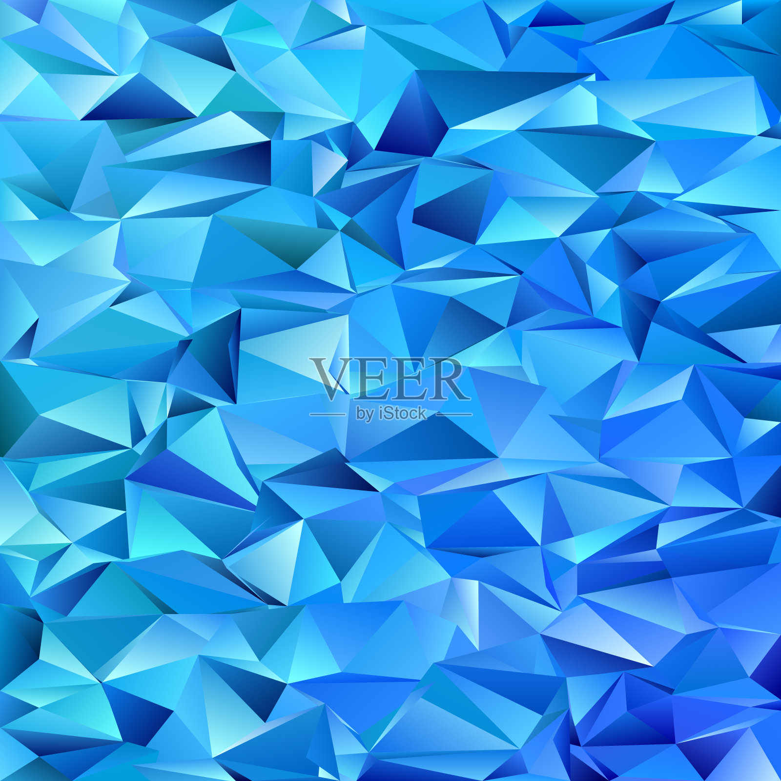 蓝色抽象马赛克混沌三角形图案背景-几何矢量图形从三角形瓷砖插画图片素材