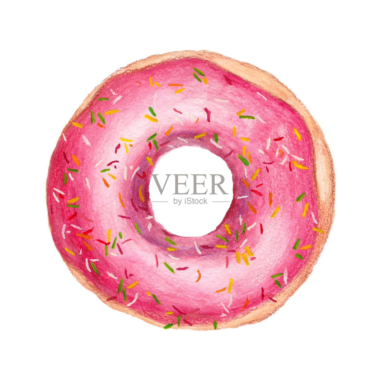 水彩粉红色的甜甜圈设计元素图片