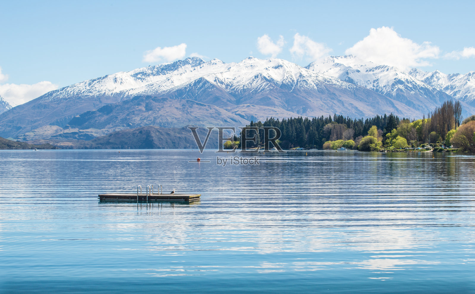 新西兰第四大湖瓦纳卡湖的美丽风景。照片摄影图片