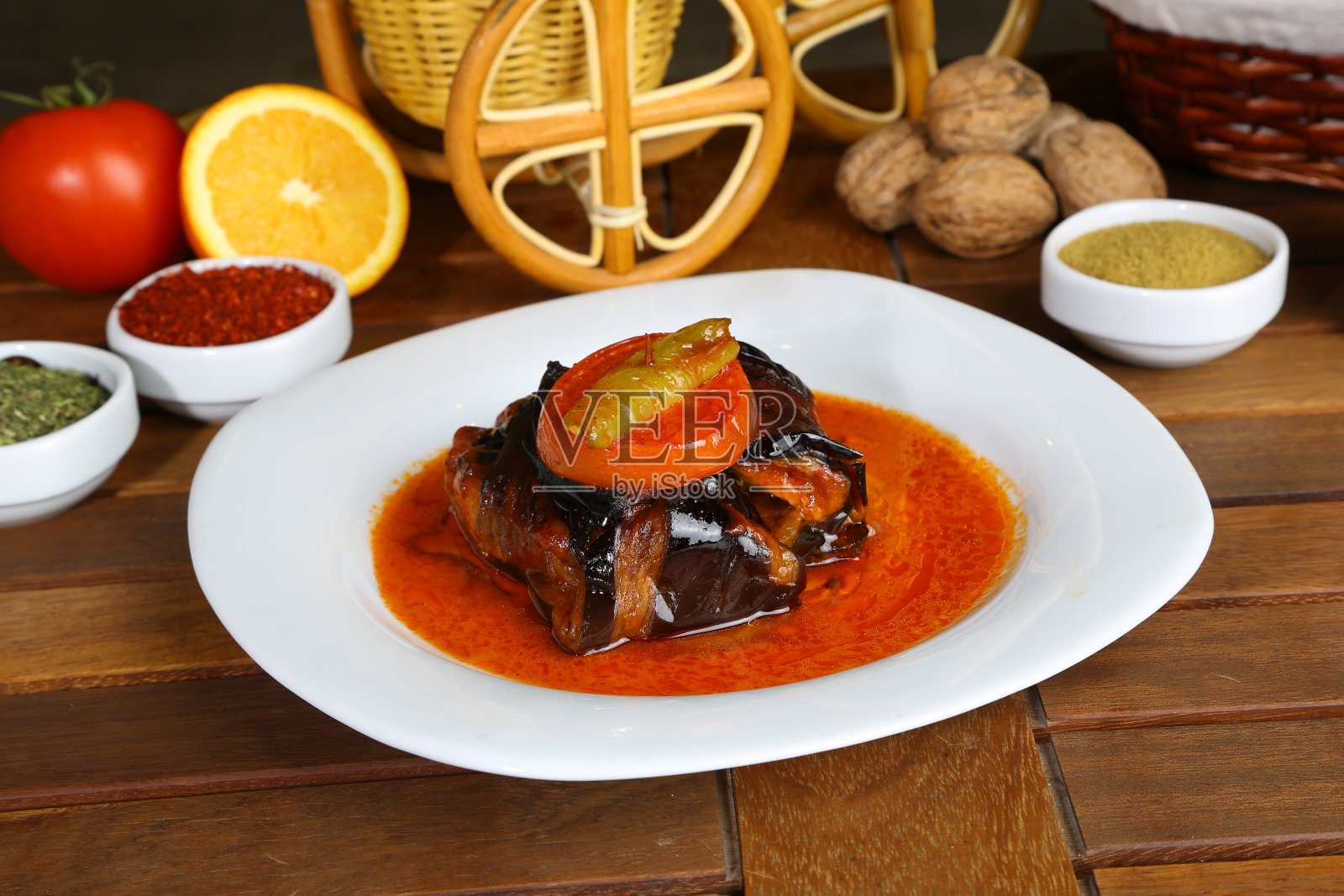 肉馅茄子-伊斯兰烤肉串- Kürdan烤肉串照片摄影图片
