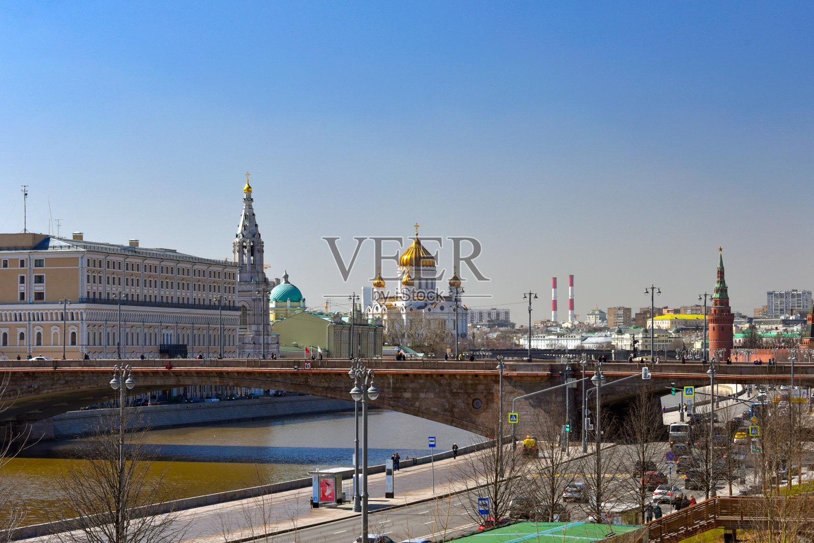 莫斯科克里姆林宫和救世主基督大教堂照片摄影图片
