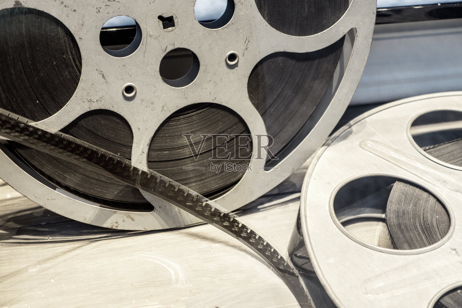 用于电影工业和电影院的钢胶片卷照片摄影图片