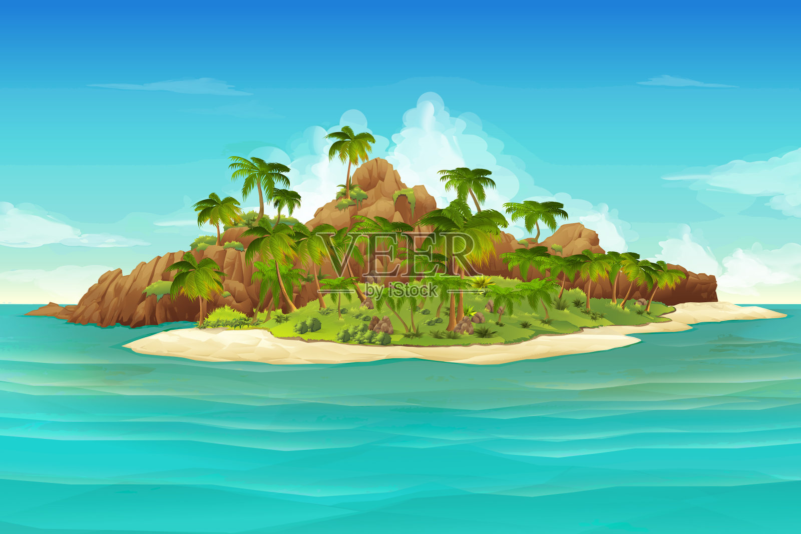 热带岛屿的背景插画图片素材