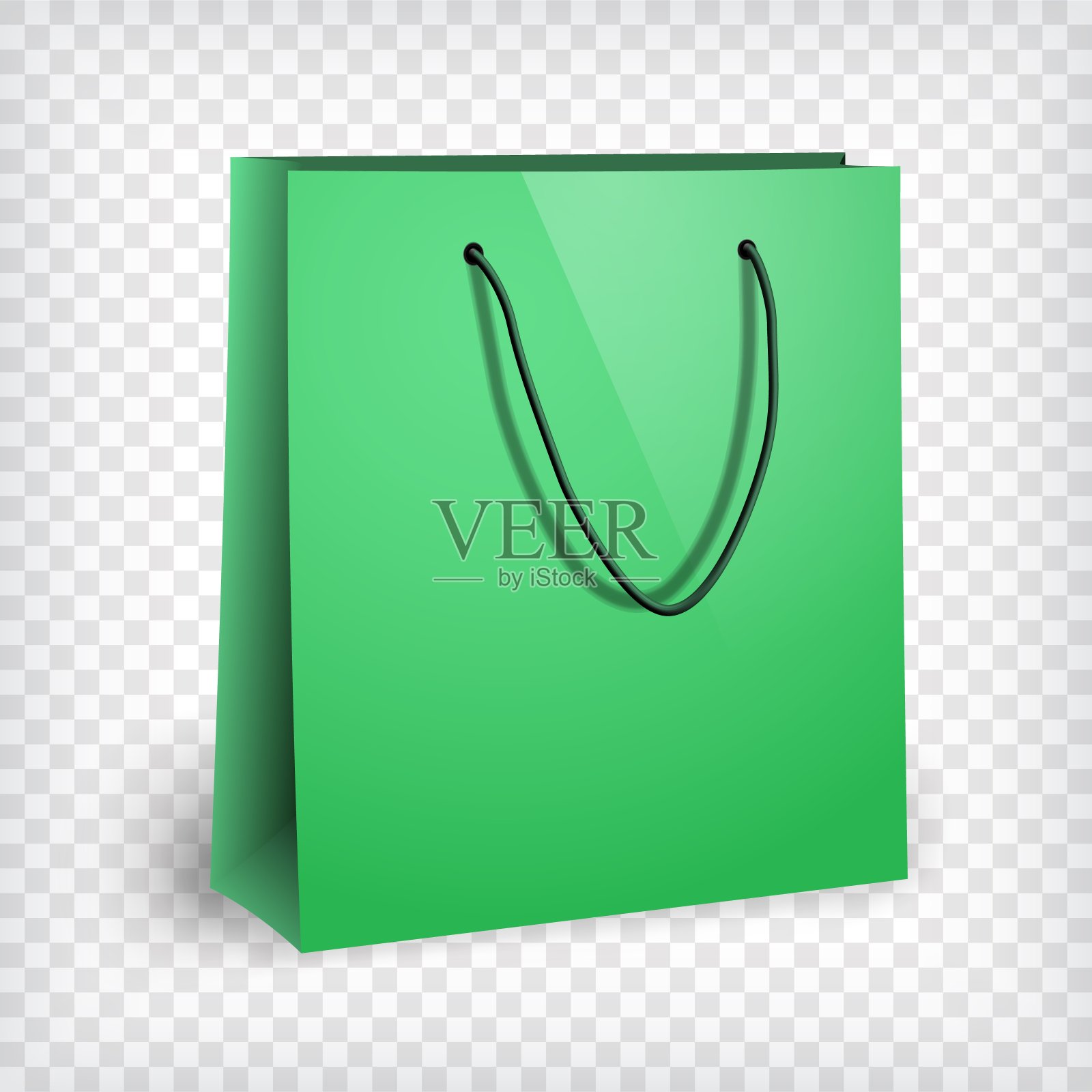 空白绿色购物袋模型插画图片素材