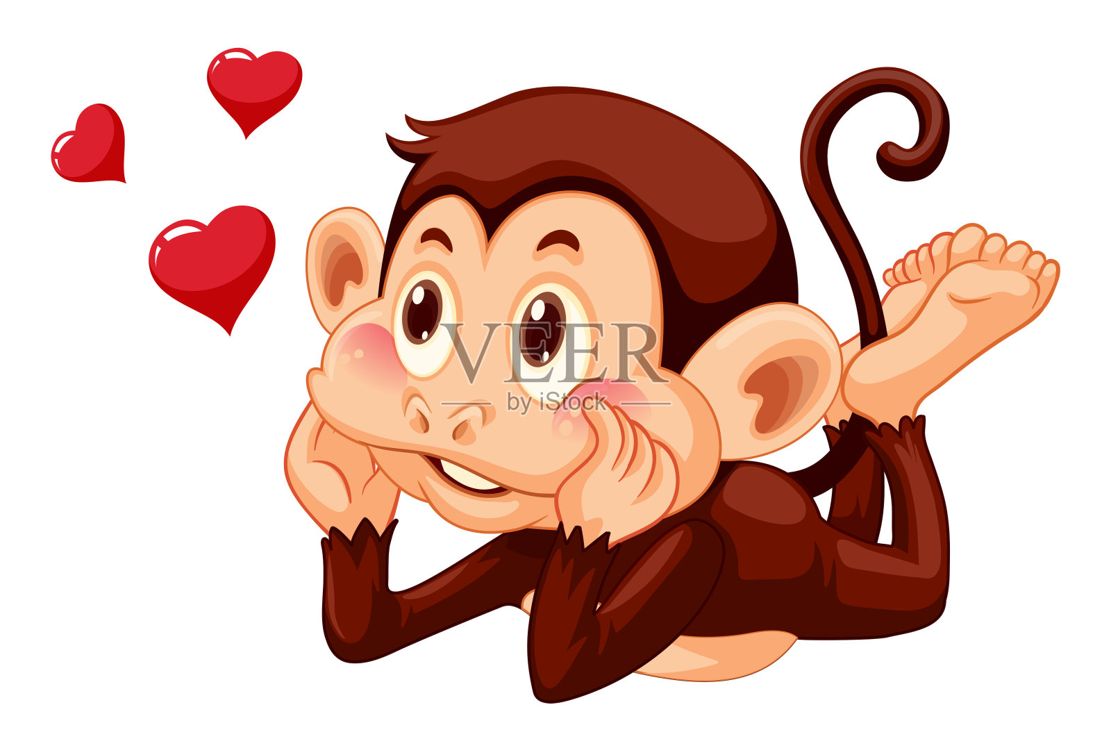 白色背景上的一只可爱的猴子插画图片素材