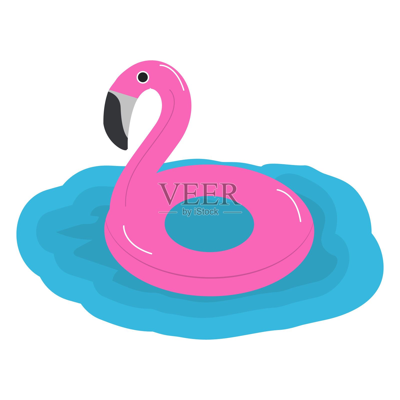 可充气的圆形粉红色火烈鸟设计元素图片