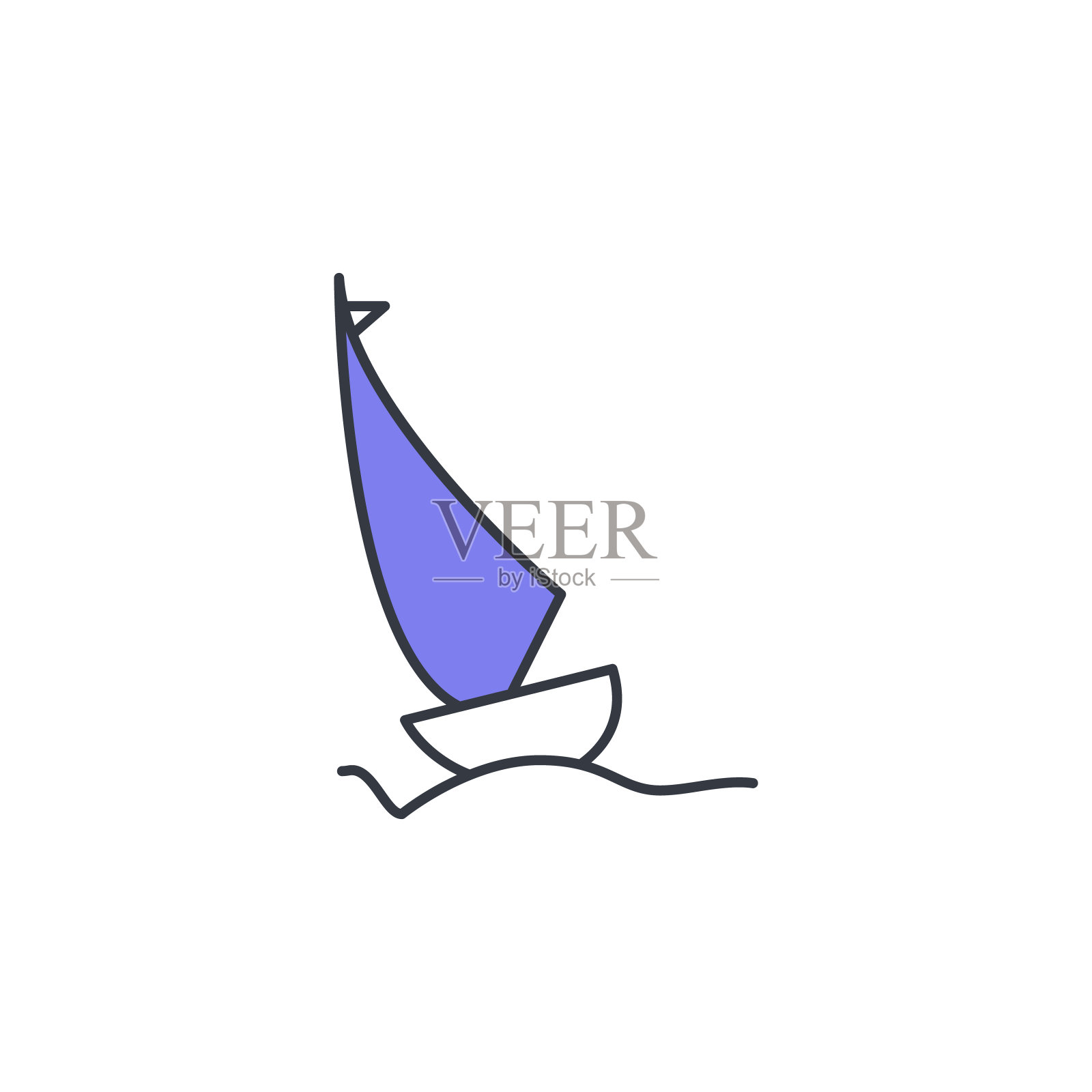 帆船图标。移动概念和web应用的一个颜色的web图标元素。细线帆船图标可以用于网络和移动。溢价图标插画图片素材