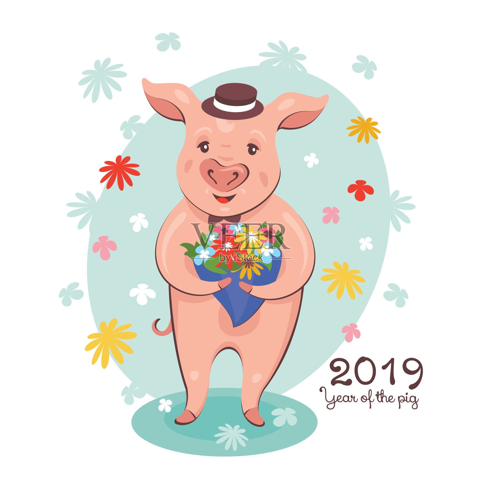 2019年猪年贺卡设计模板素材