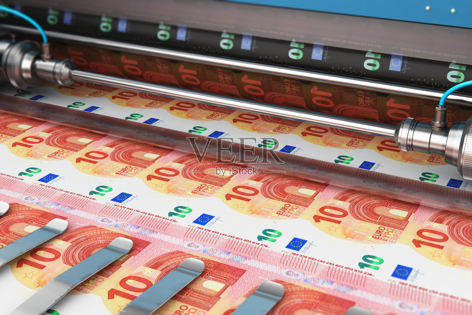 印制10张欧元钞票照片摄影图片