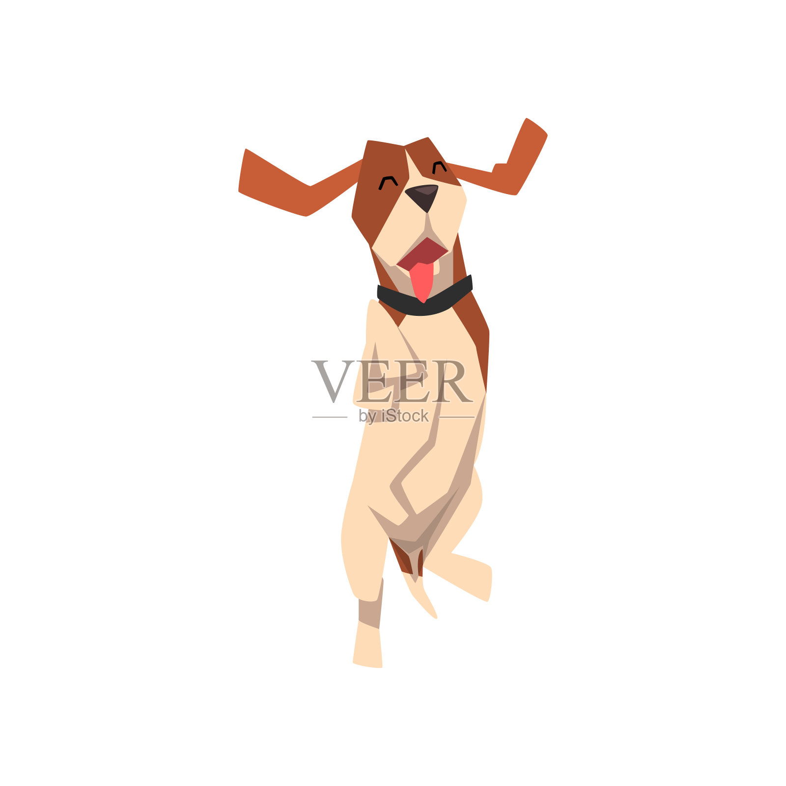 可爱快乐的比格犬动物卡通人物矢量插图上的白色背景设计元素图片