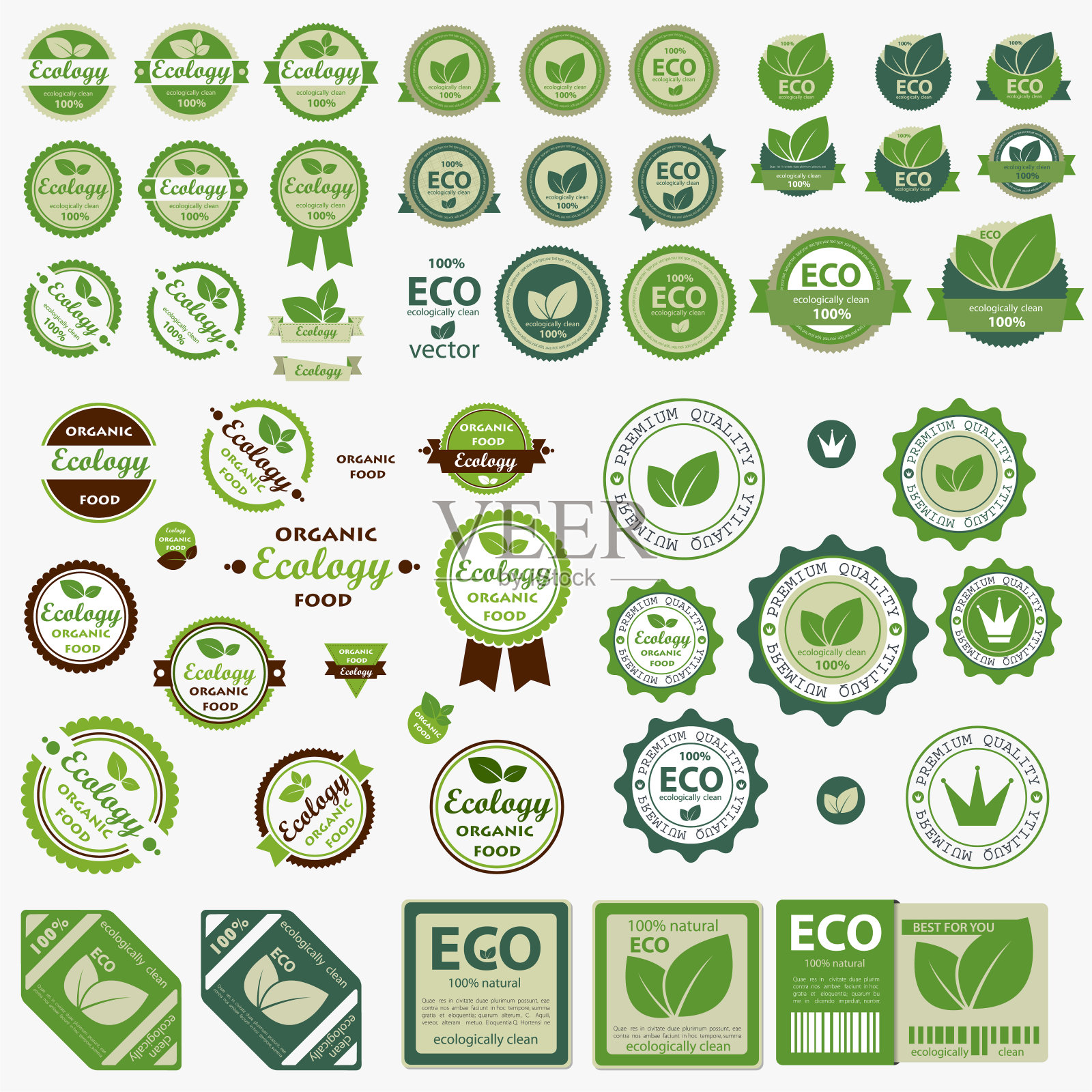 大的Eco标签与复古设计。向量插画图片素材