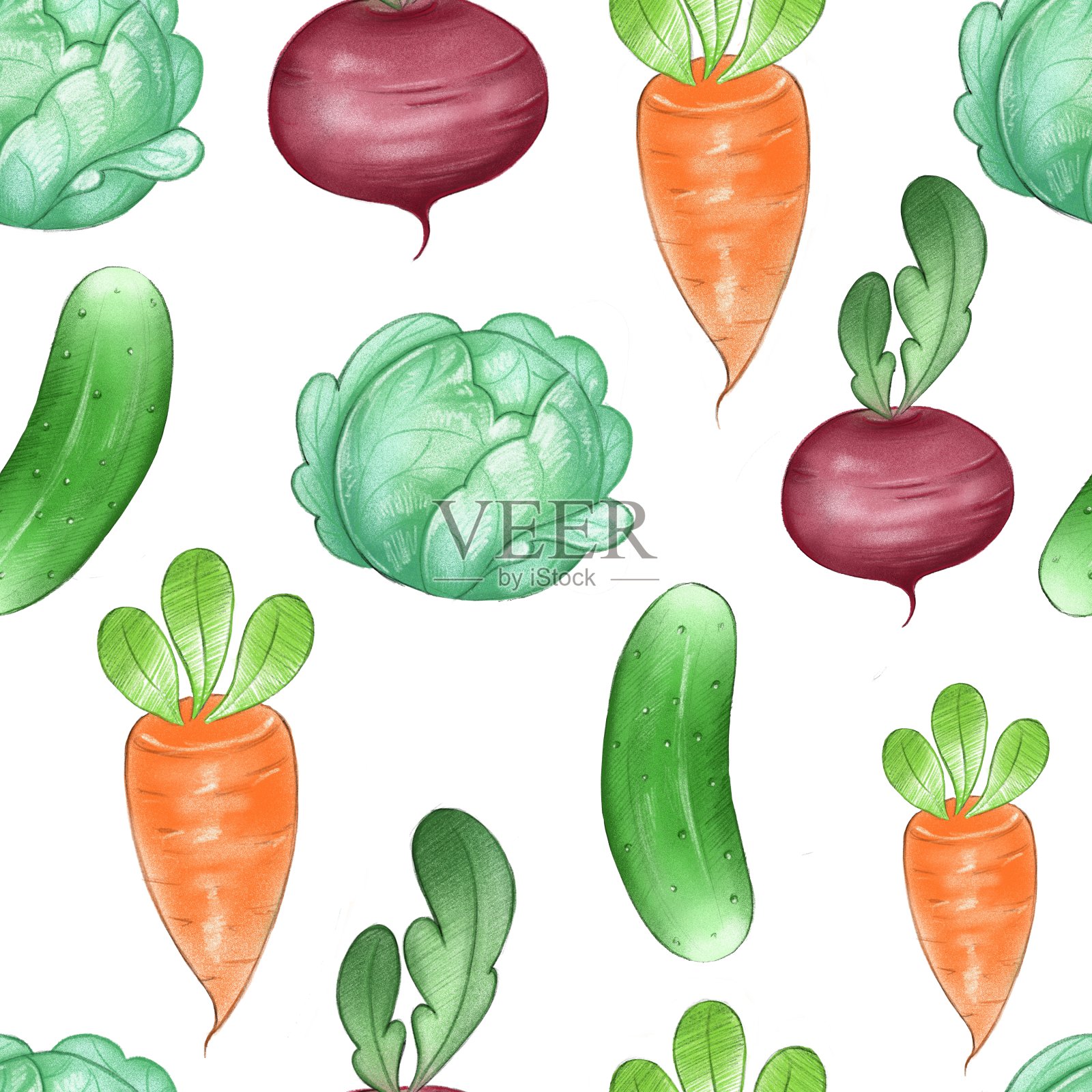 蔬菜无缝图案插画图片素材