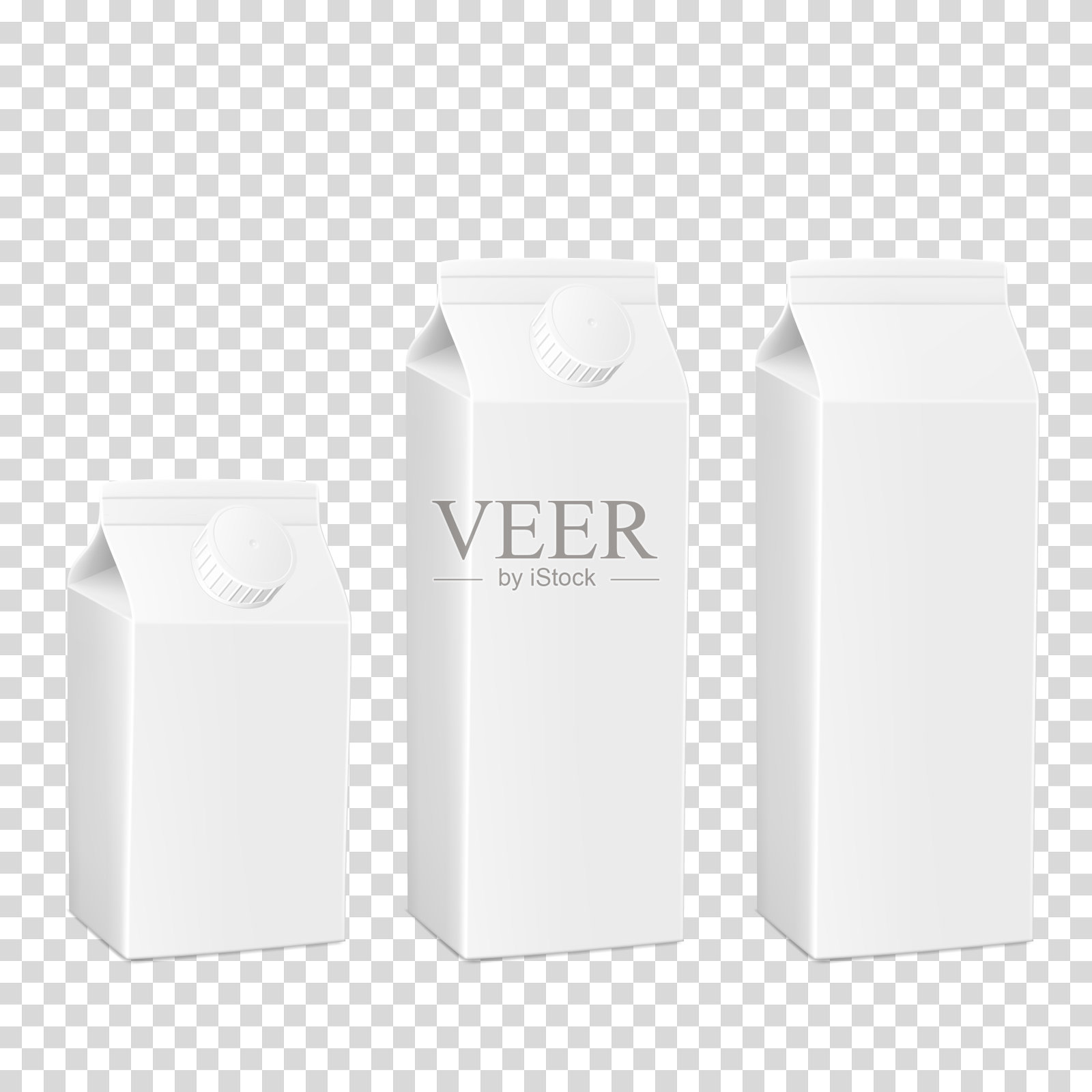 白色卡纸包装的饮料，果汁和牛奶，隔离。插画图片素材