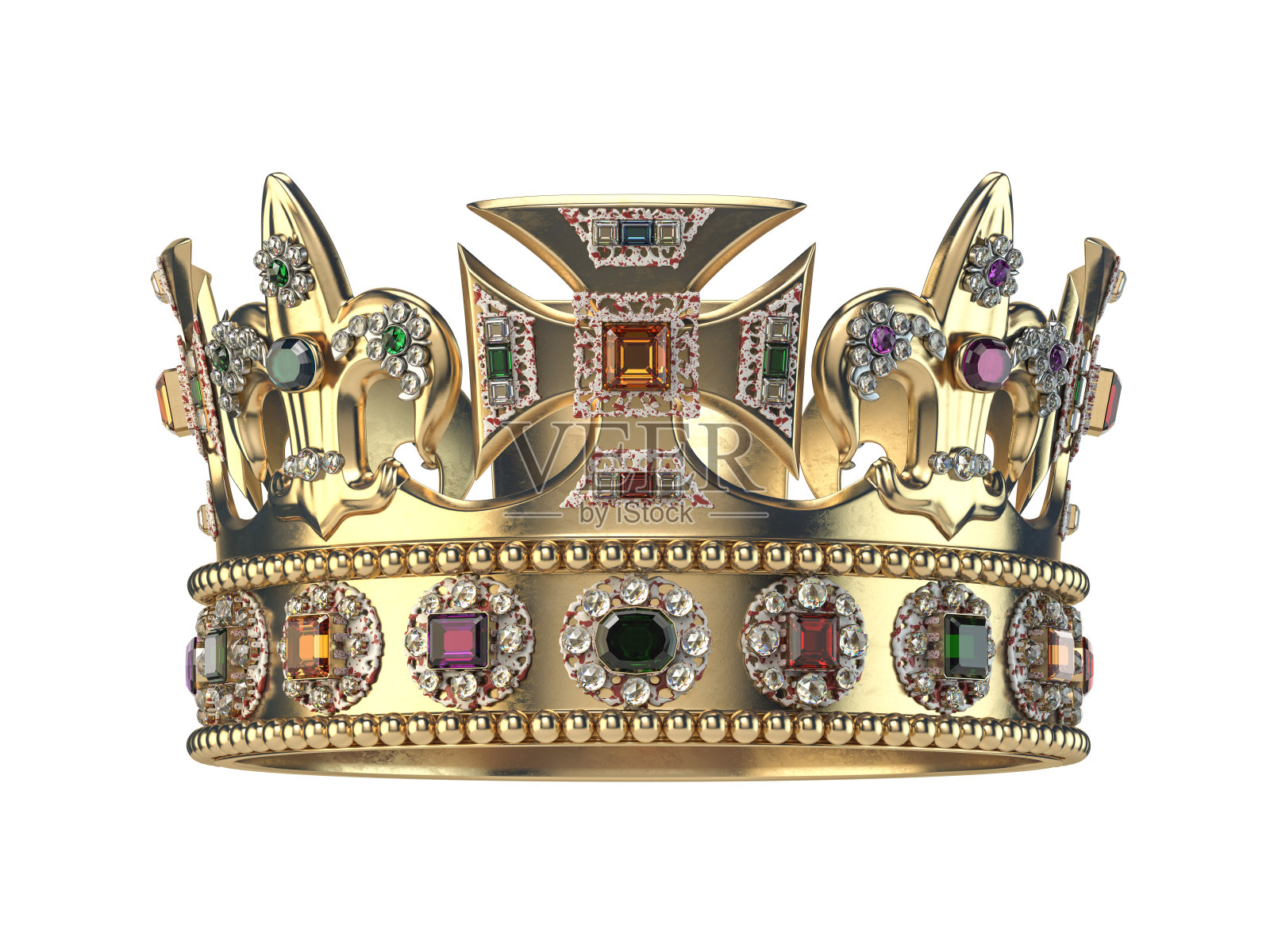 金色的皇冠上镶嵌着宝石。照片摄影图片