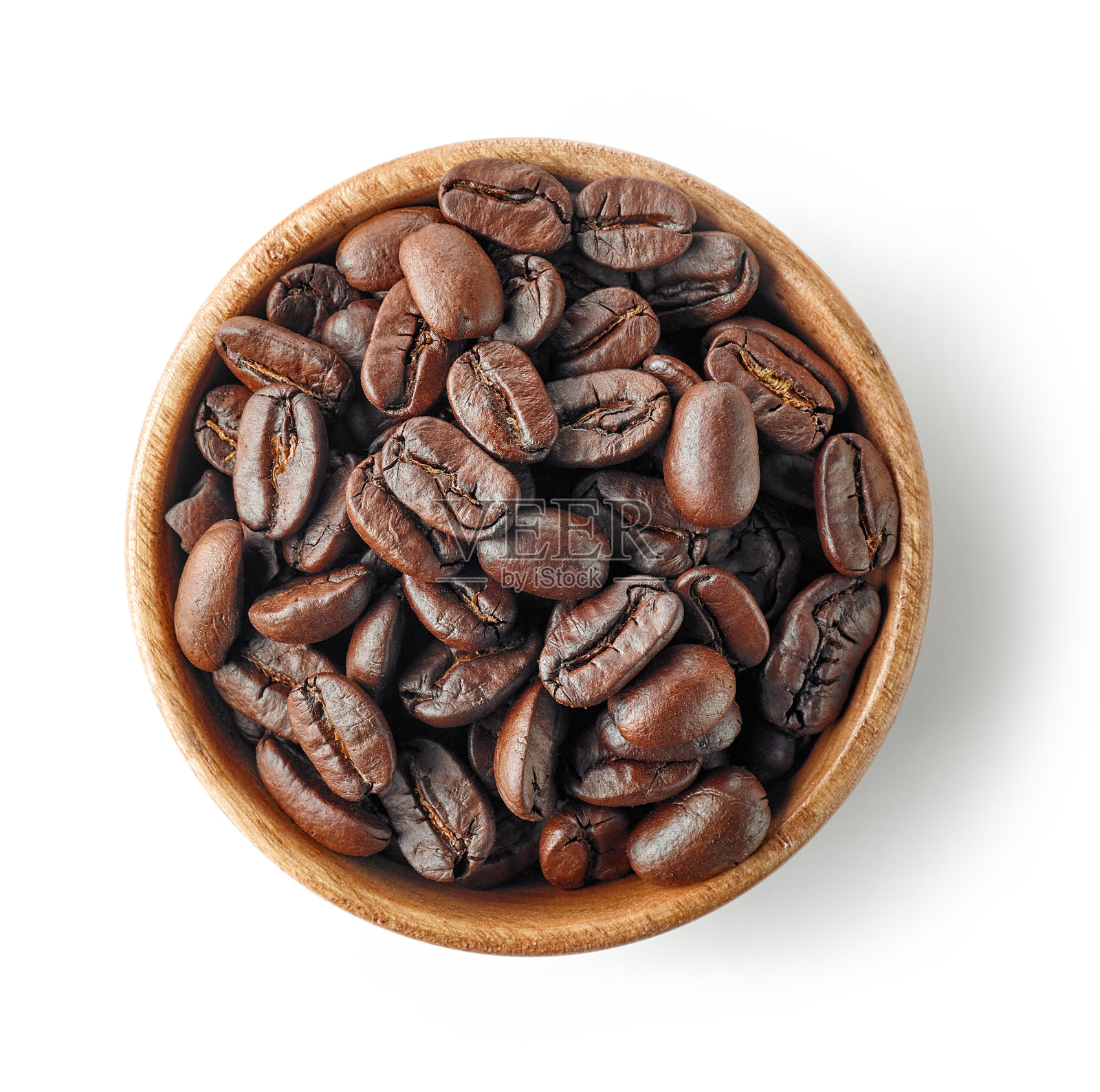 装咖啡豆的木碗照片摄影图片
