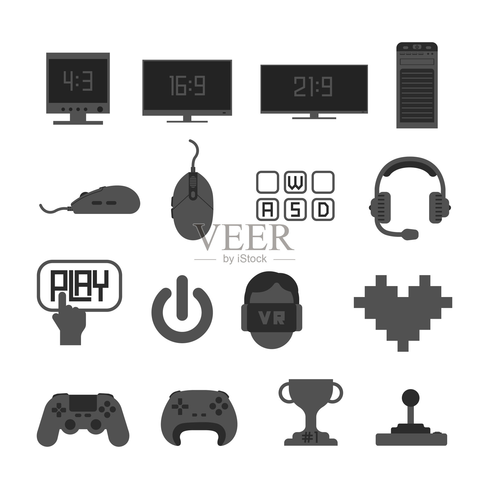 电子游戏，电脑和显示器图标图标素材