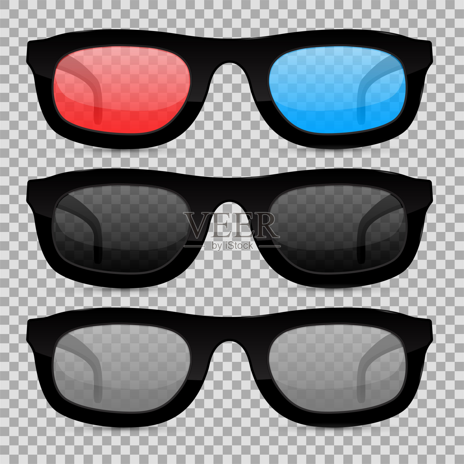 眼镜设置在透明背景上插画图片素材