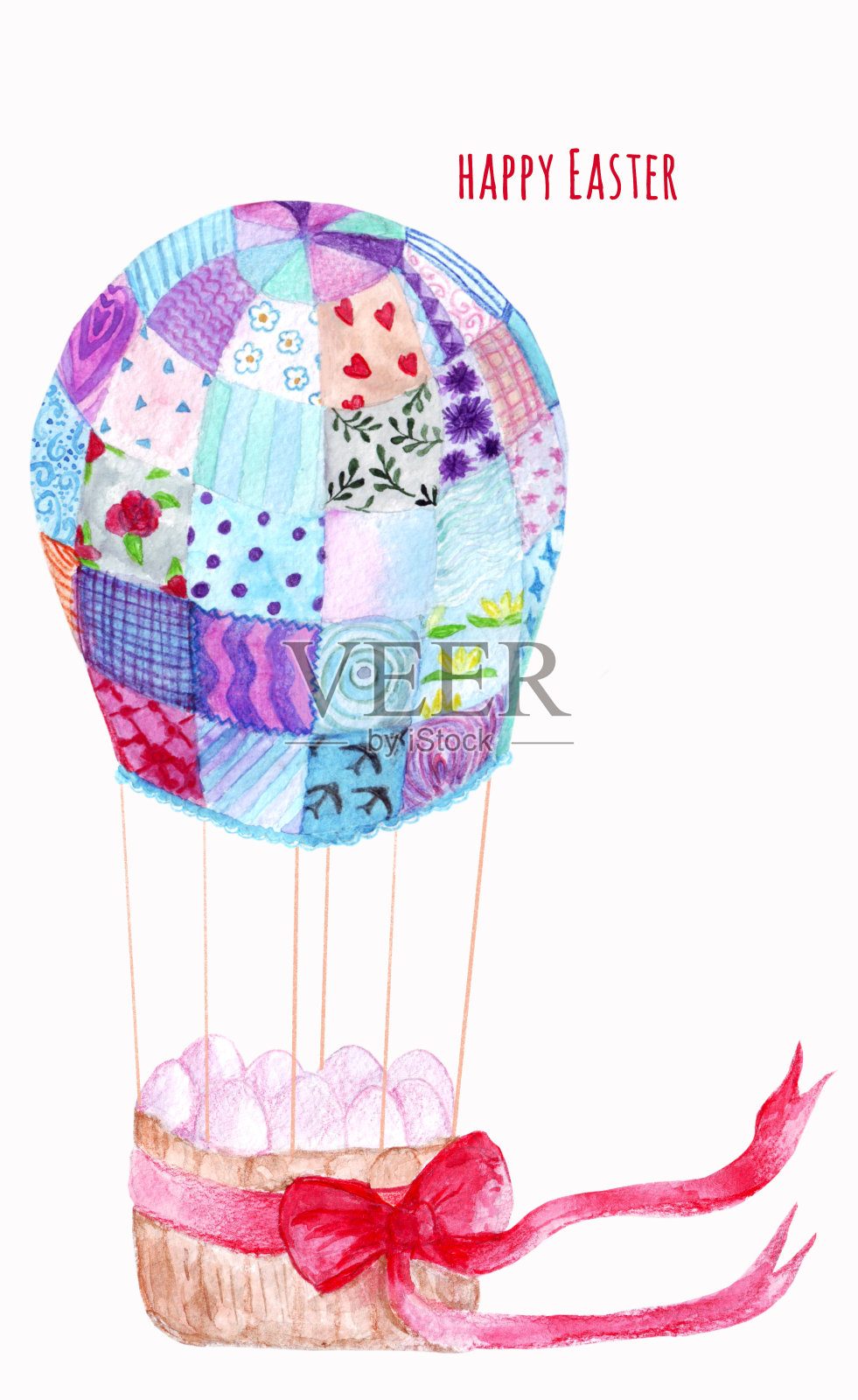 水彩复活节气球。插画图片素材