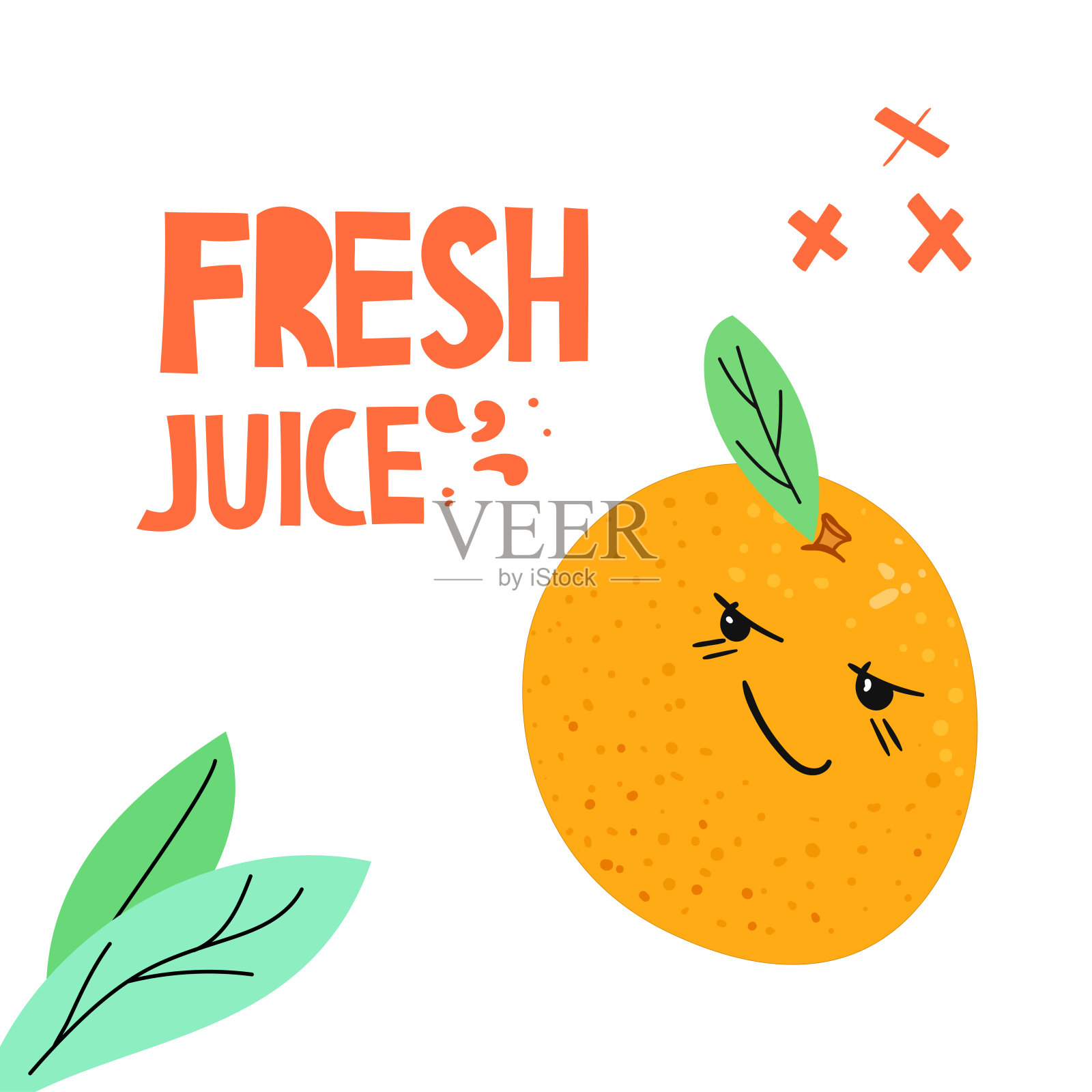 橙汁平面手绘矢量插图插画图片素材