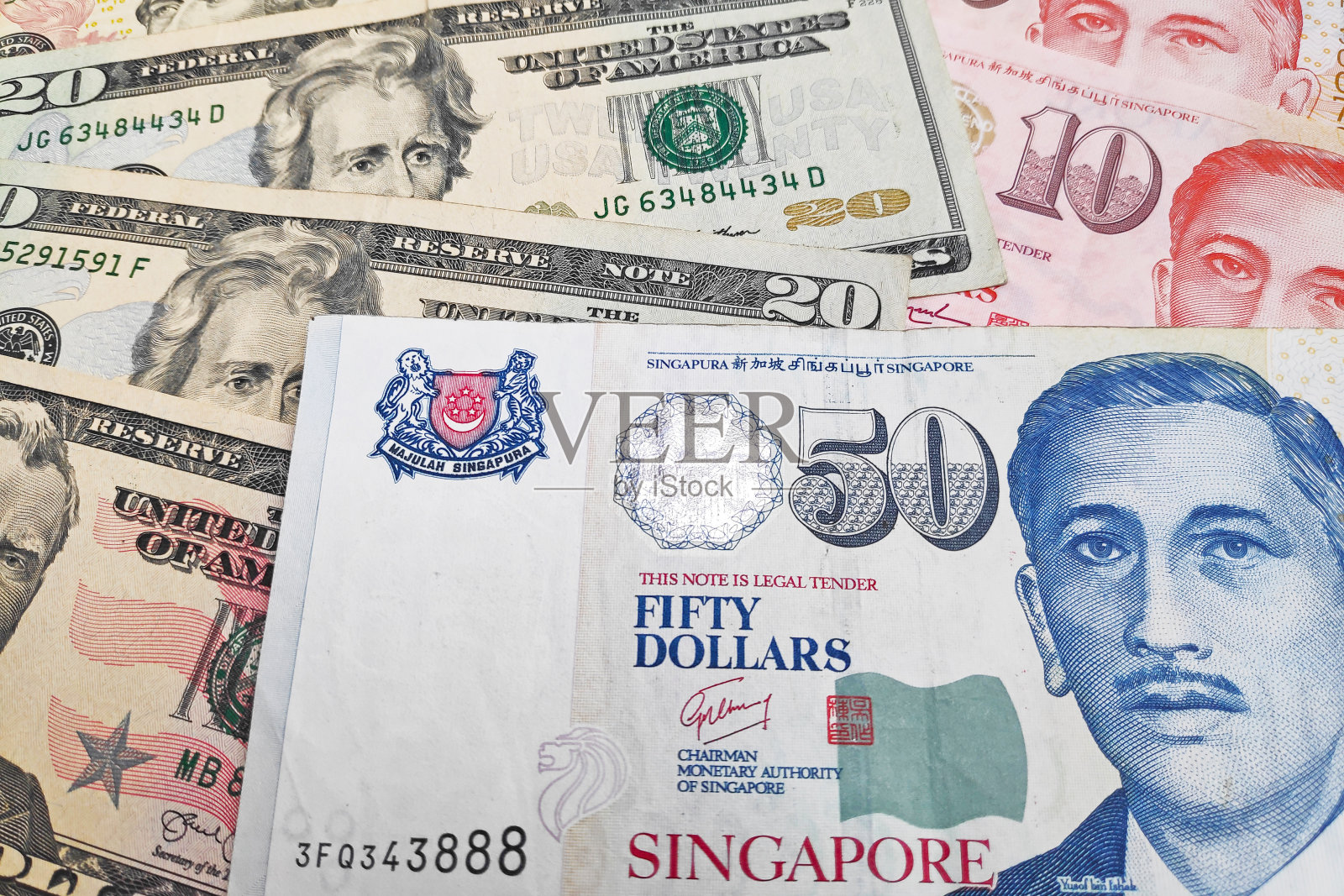 美元和新加坡元照片摄影图片