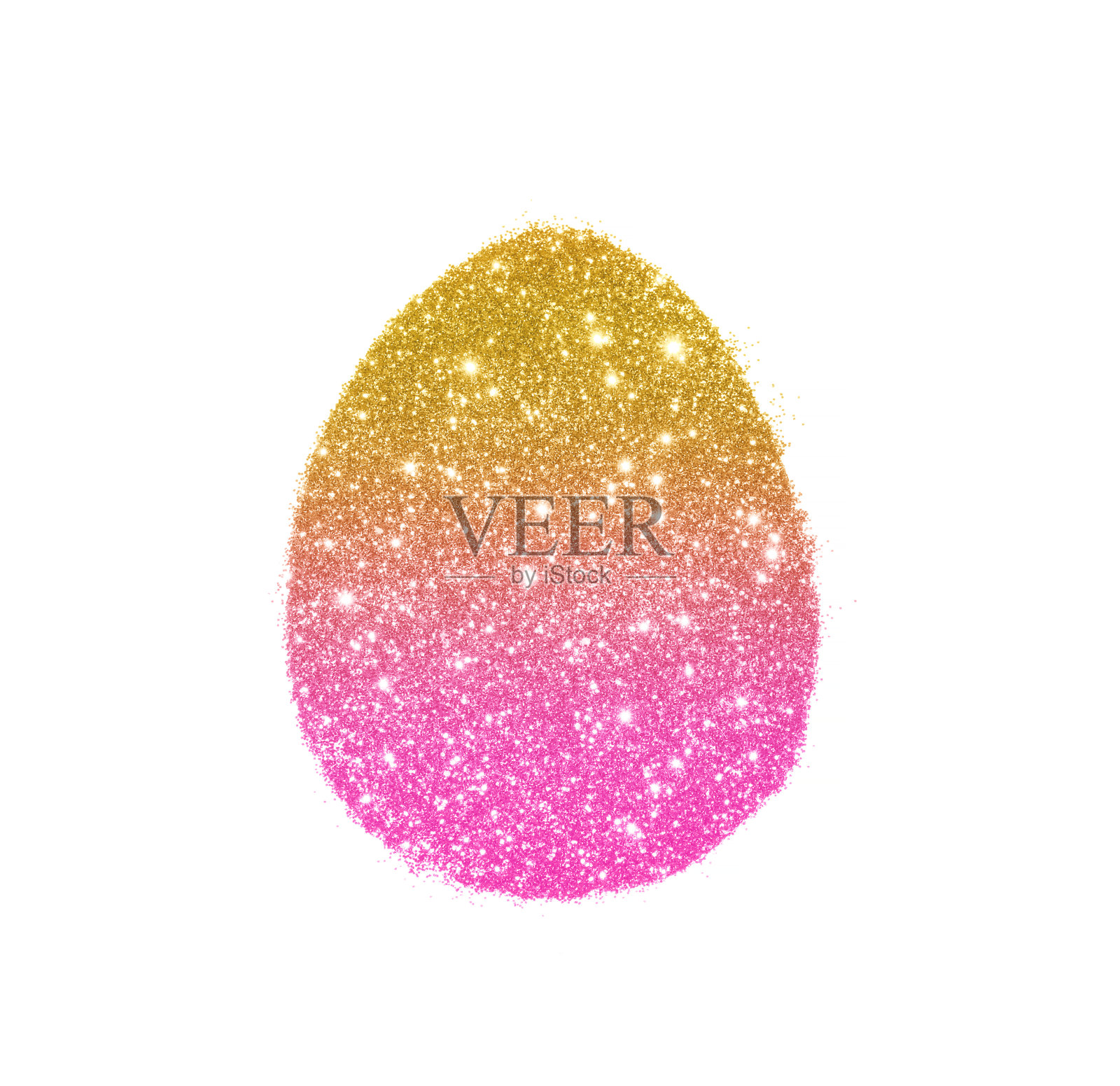 在白色的背景上用粉色和金色的闪光粉制成的复活节彩蛋，是节日的装饰照片摄影图片