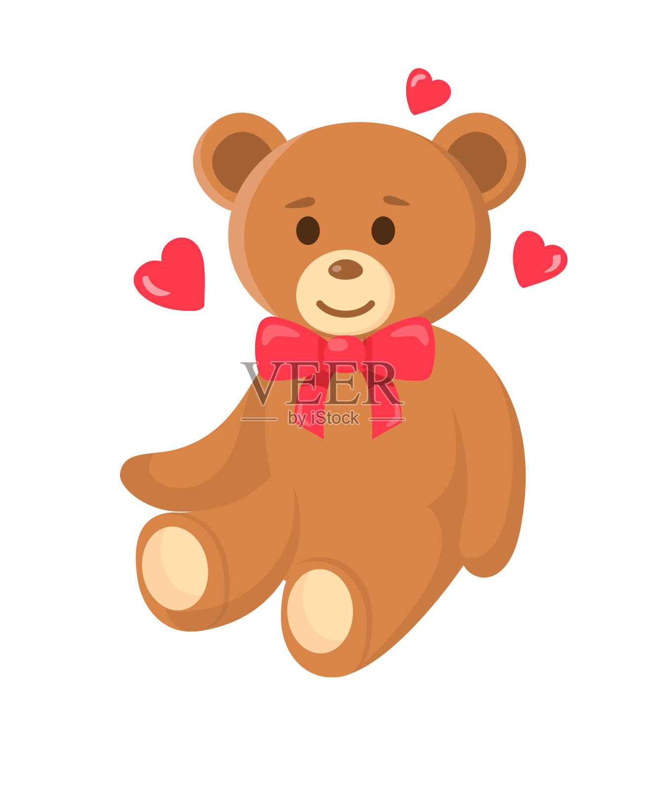 可爱的泰迪熊与蝴蝶结矢量插图设计元素图片