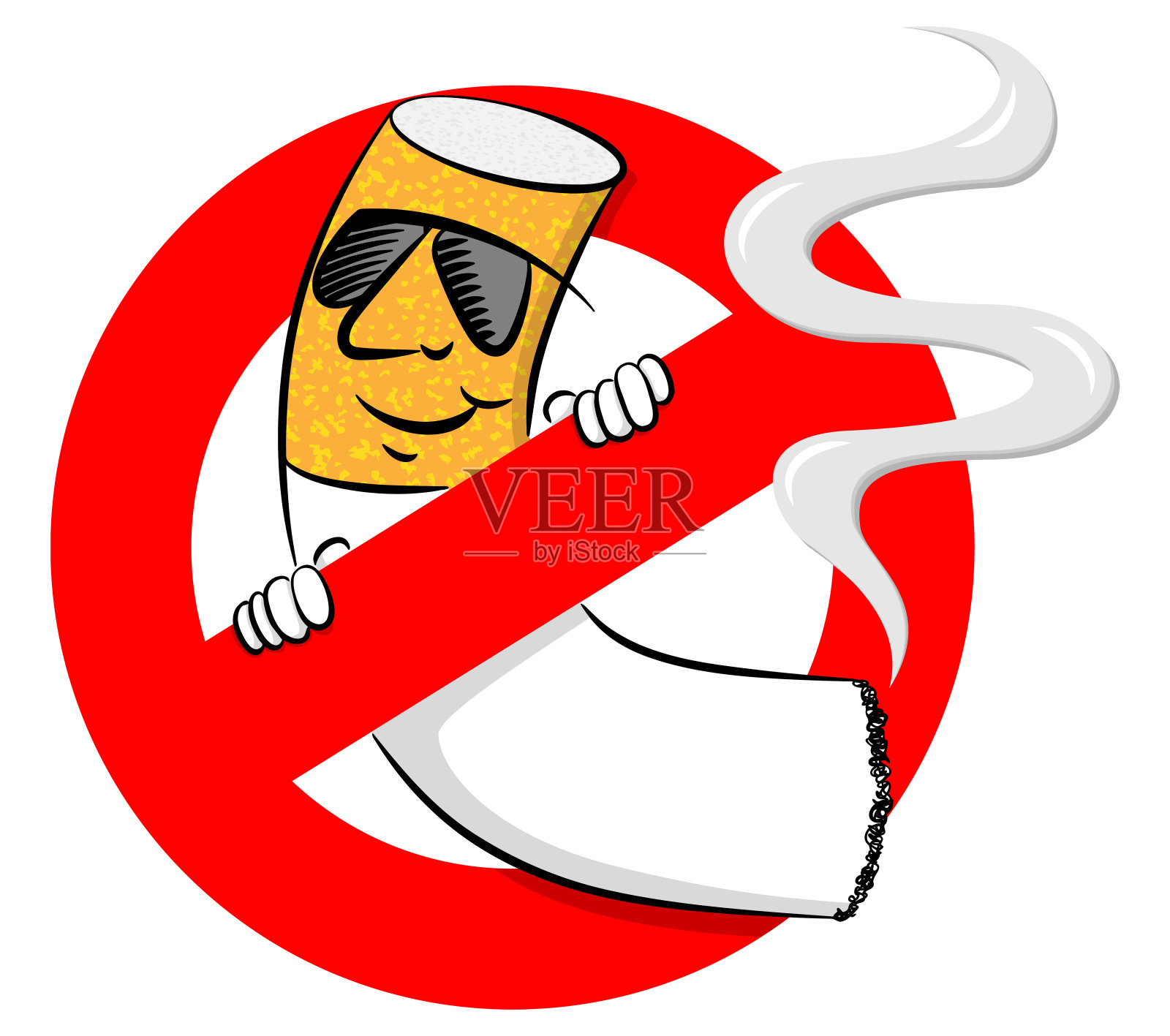 禁止吸烟的卡通香烟标志插画图片素材