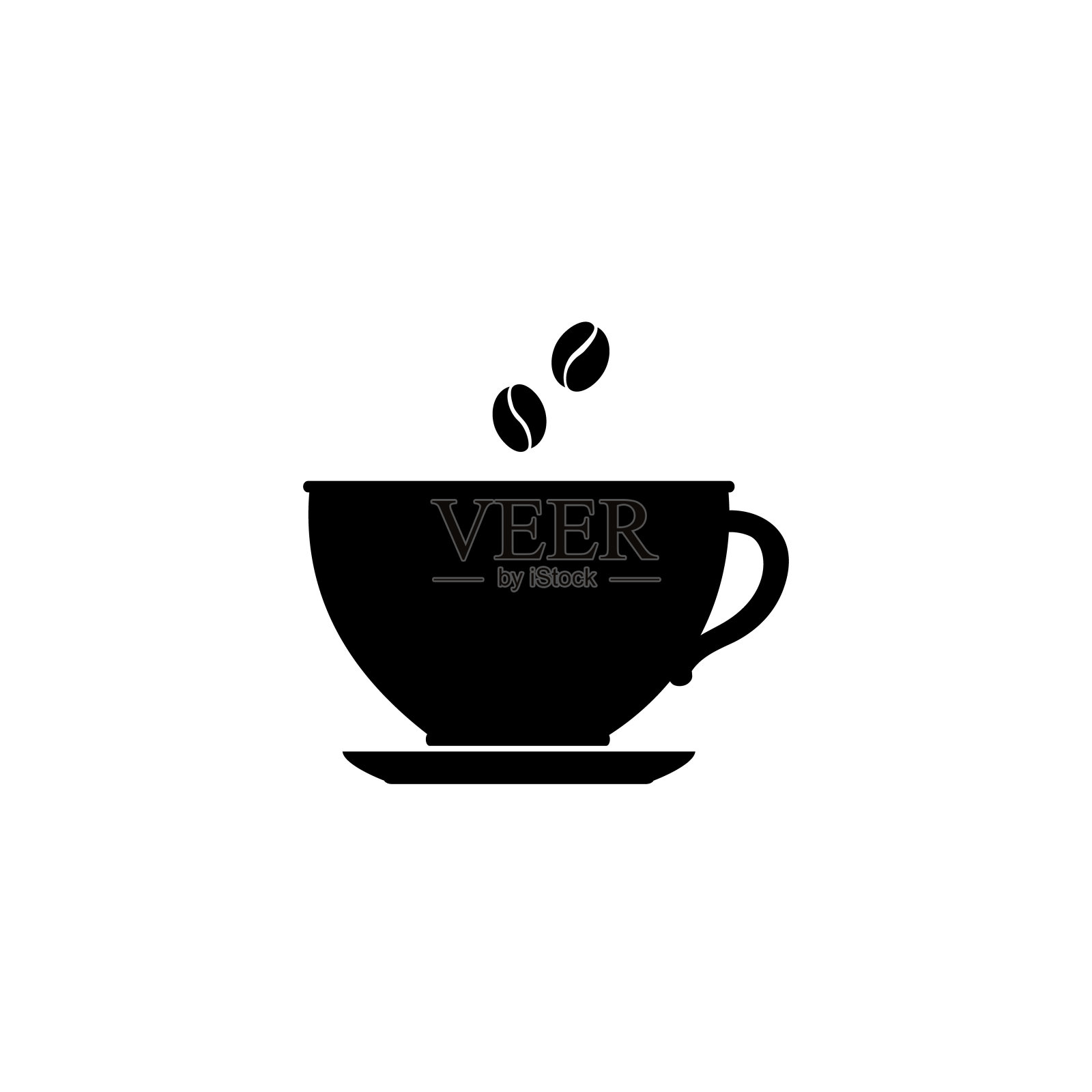 一杯咖啡。咖啡杯图标。咖啡图标孤立在白色背景图标素材