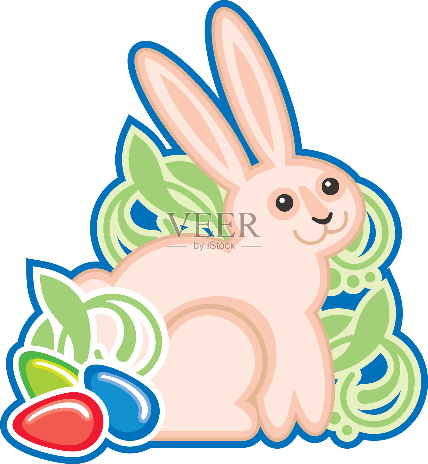 可爱的卡通兔子孤立在白色的背景设计元素图片